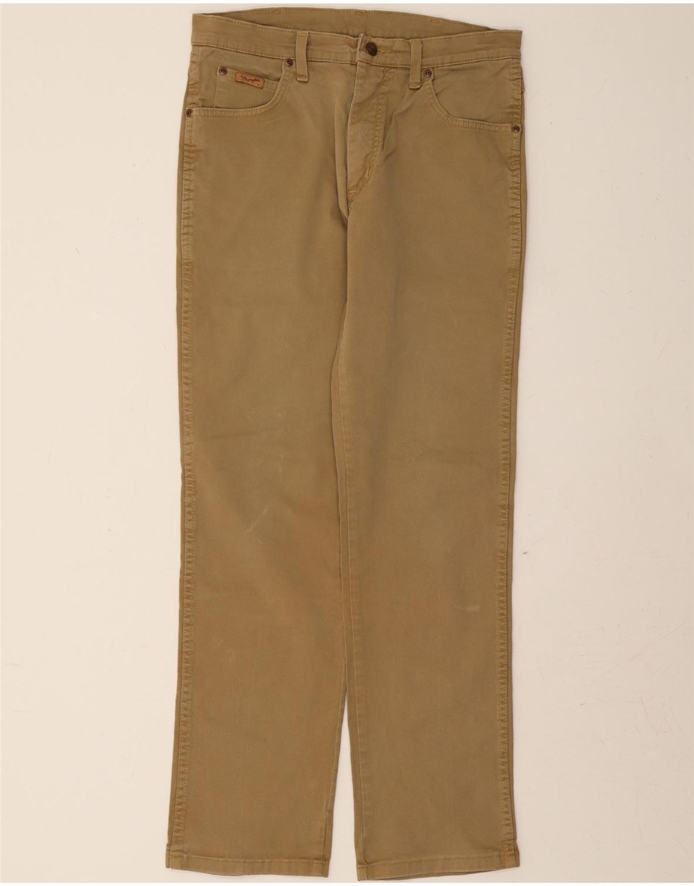 WRANGLER Mens Texas Stretch Straight Casual Trousers W33 L32 Beige Cotton Vintage Wrangler and Second-Hand Wrangler from Messina Hembry