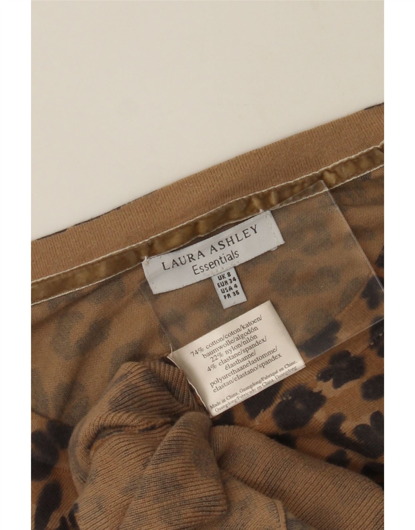 LAURA ASHLEY Womens Boat Neck Jumper Sweater UK 8 Small Brown Animal Print Vintage Laura Ashley and Second-Hand Laura Ashley from Messina Hembry