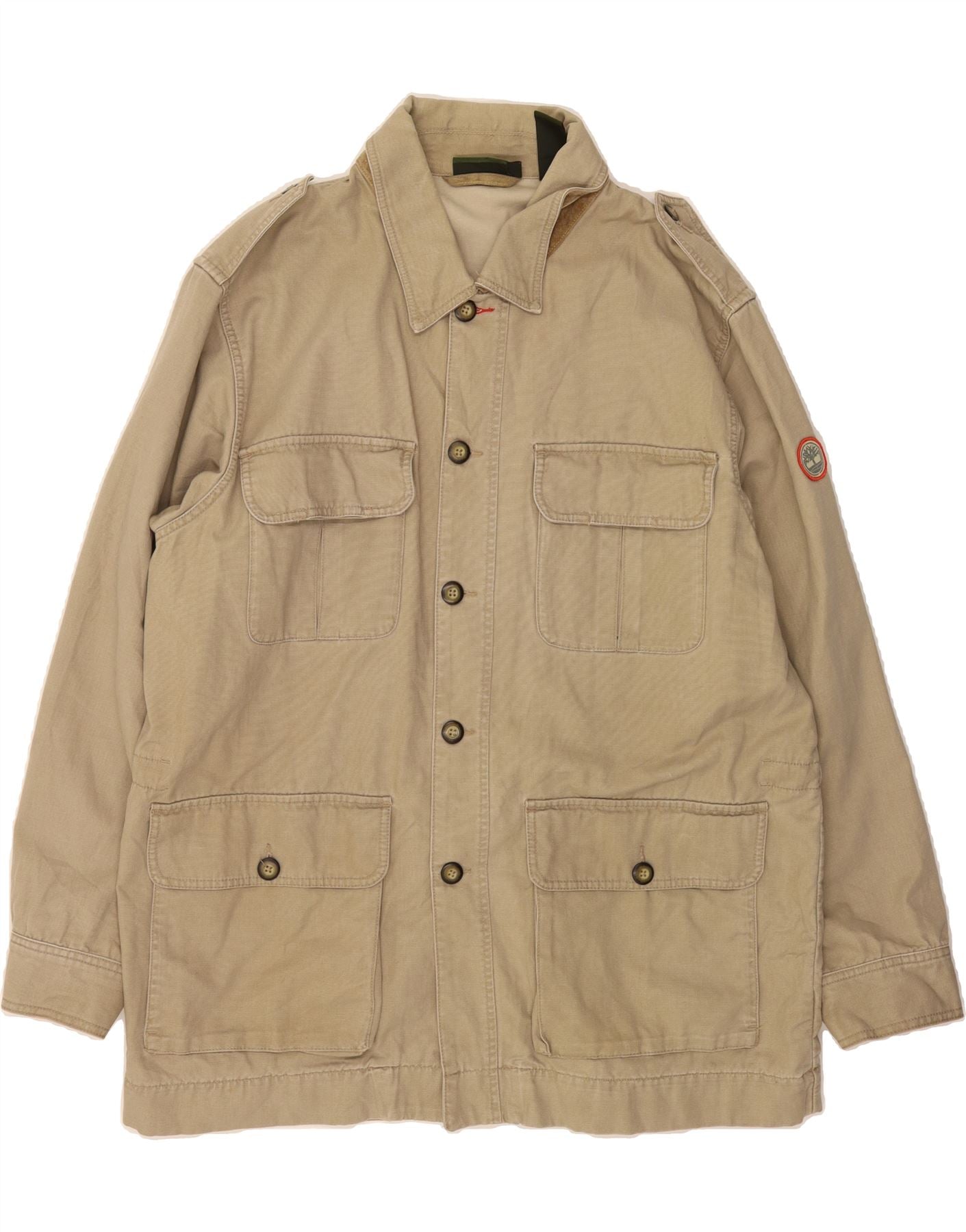 TIMBERLAND Mens Military Jacket UK 42 XL Beige Cotton Vintage Timberland and Second-Hand Timberland from Messina Hembry