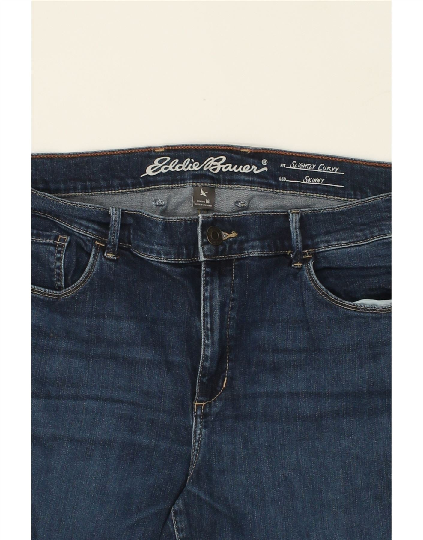 EDDIE BAUER Womens Skinny Jeans US 16 XL W38 L27 Navy Blue Cotton Vintage Eddie Bauer and Second-Hand Eddie Bauer from Messina Hembry