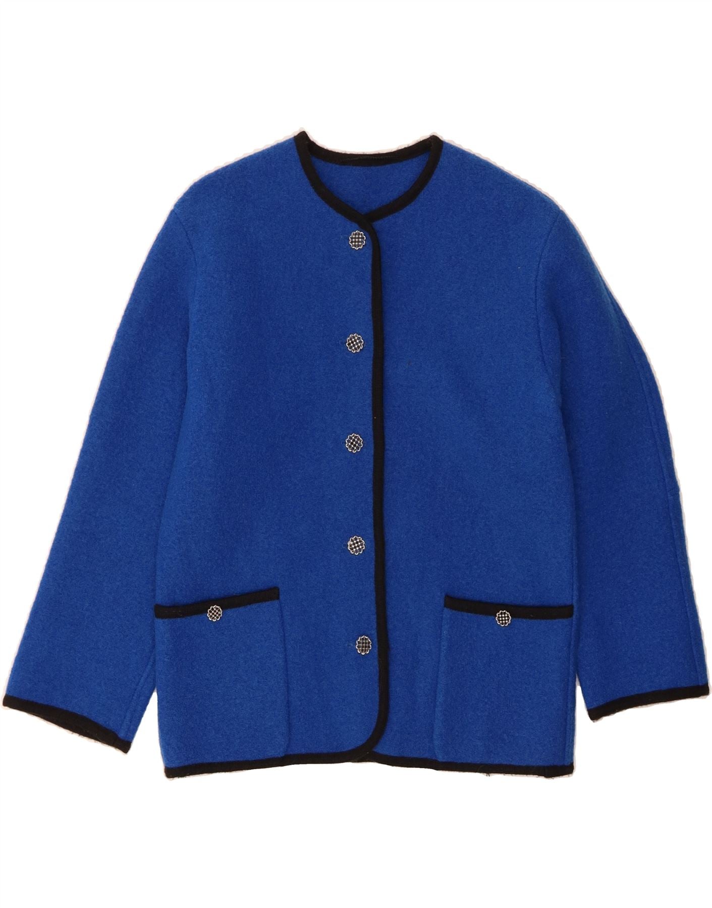 VINTAGE Womens 5 Button Blazer Jacket UK 14 Large Blue Vintage Vintage and Second-Hand Vintage from Messina Hembry