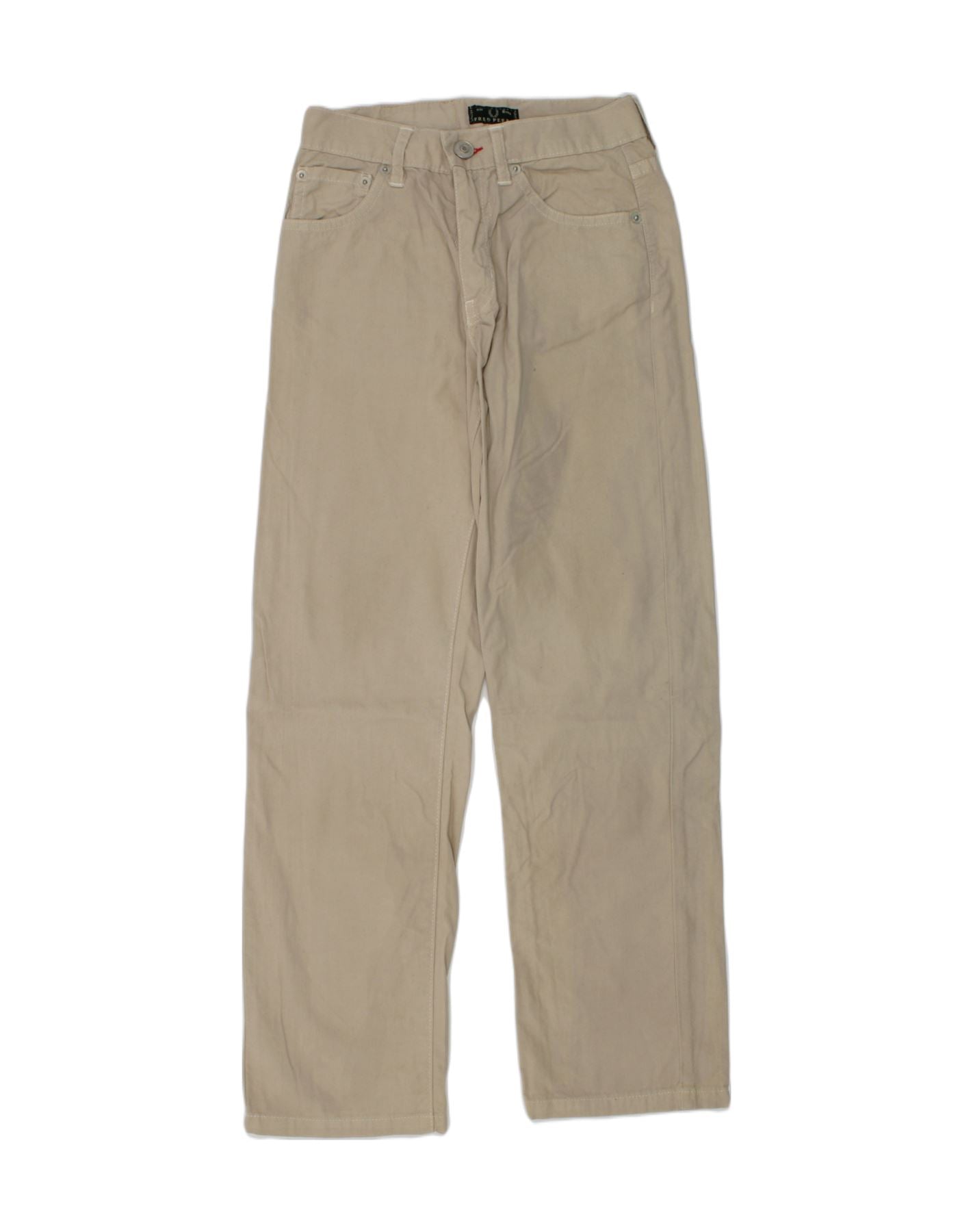 FRED PERRY Boys Straight Casual Trousers 7-8 Years W22 L25  Beige Cotton | Vintage Fred Perry | Thrift | Second-Hand Fred Perry | Used Clothing | Messina Hembry