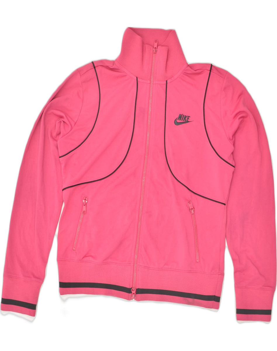 NIKE Womens Tracksuit Top Jacket UK 14/16 Large Pink Polyester