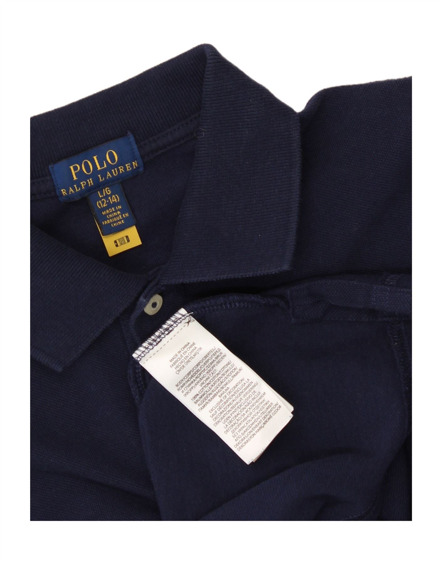 POLO RALPH LAUREN Girls Polo Dress 12-13 Years Large Navy Blue Cotton Vintage Polo Ralph Lauren and Second-Hand Polo Ralph Lauren from Messina Hembry