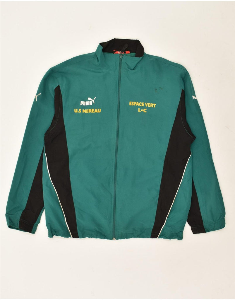 PUMA Mens Tracksuit Top Jacket Medium Green Colourblock Polyester | Vintage Puma | Thrift | Second-Hand Puma | Used Clothing | Messina Hembry 