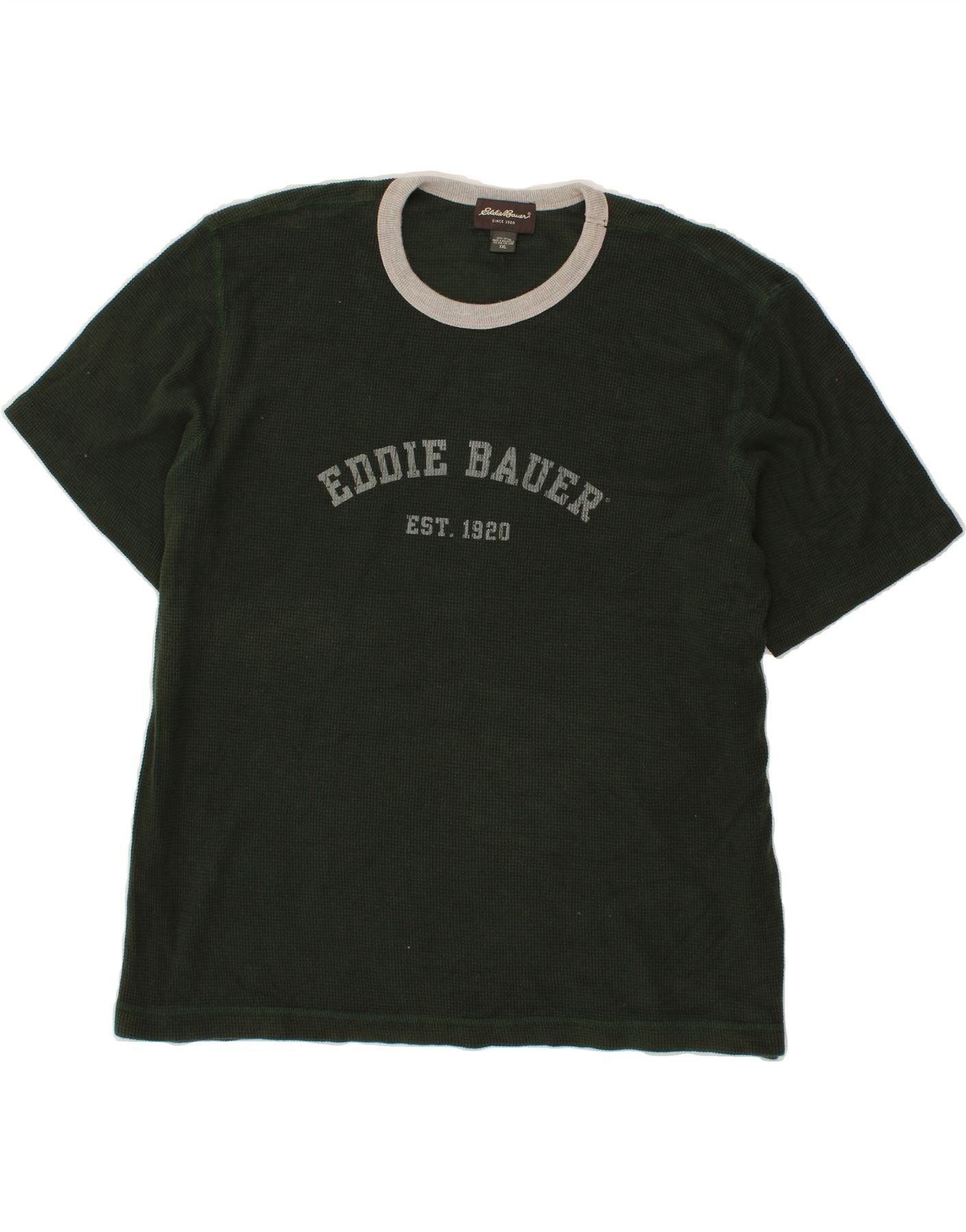 EDDIE BAUER Mens Graphic T-Shirt Top 2XL Green Cotton Vintage Eddie Bauer and Second-Hand Eddie Bauer from Messina Hembry