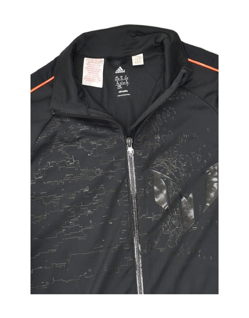 ADIDAS Boys MESSI Graphic Tracksuit Top Jacket 15-16 Years Grey Geometric | Vintage Adidas | Thrift | Second-Hand Adidas | Used Clothing | Messina Hembry 