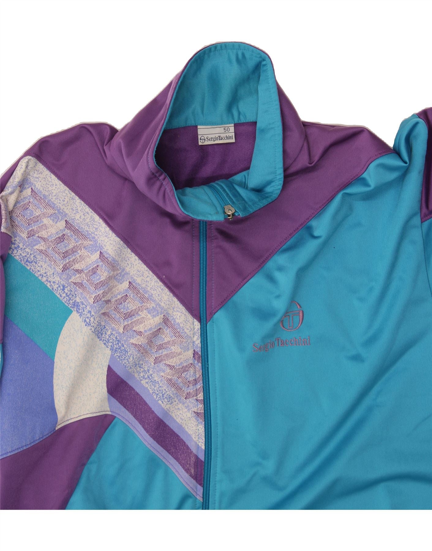 SERGIO TACCHINI Womens Full Tracksuit IT 50 XL  Blue Colourblock Vintage Sergio Tacchini and Second-Hand Sergio Tacchini from Messina Hembry