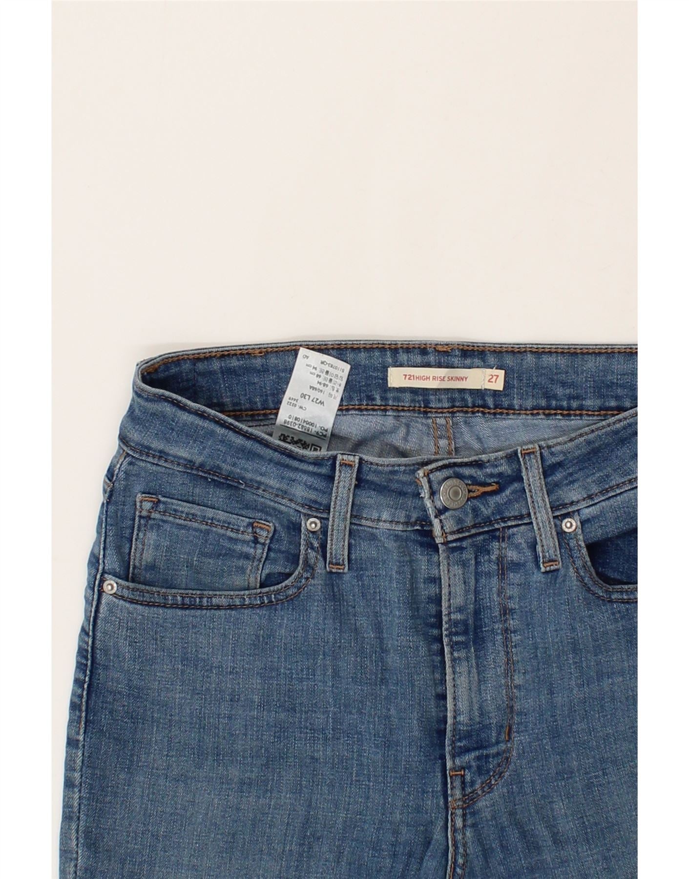 LEVI'S Womens 721 High Rise Skinny Jeans W27 L30  Blue Cotton Vintage Levi's and Second-Hand Levi's from Messina Hembry