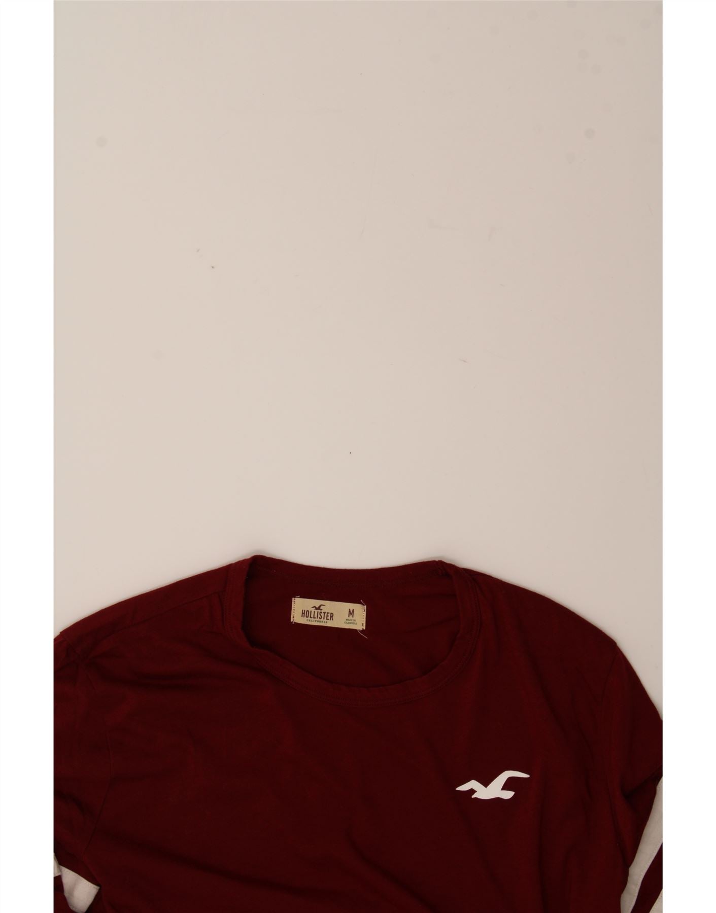 HOLLISTER Womens Top Long Sleeve UK 14 Medium Burgundy Striped Cotton Vintage Hollister and Second-Hand Hollister from Messina Hembry