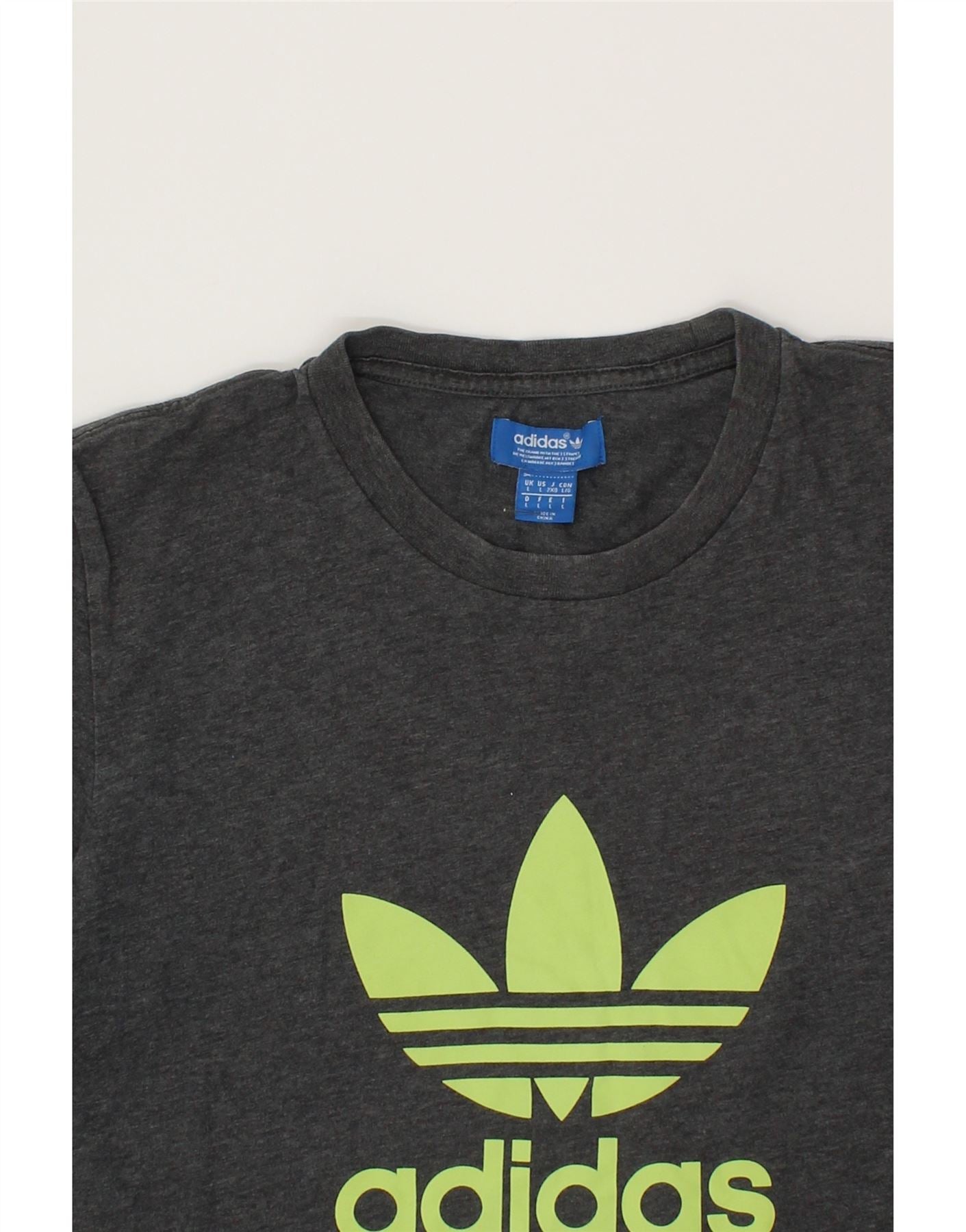 ADIDAS Mens Graphic T-Shirt Top Large Grey Cotton Vintage Adidas and Second-Hand Adidas from Messina Hembry
