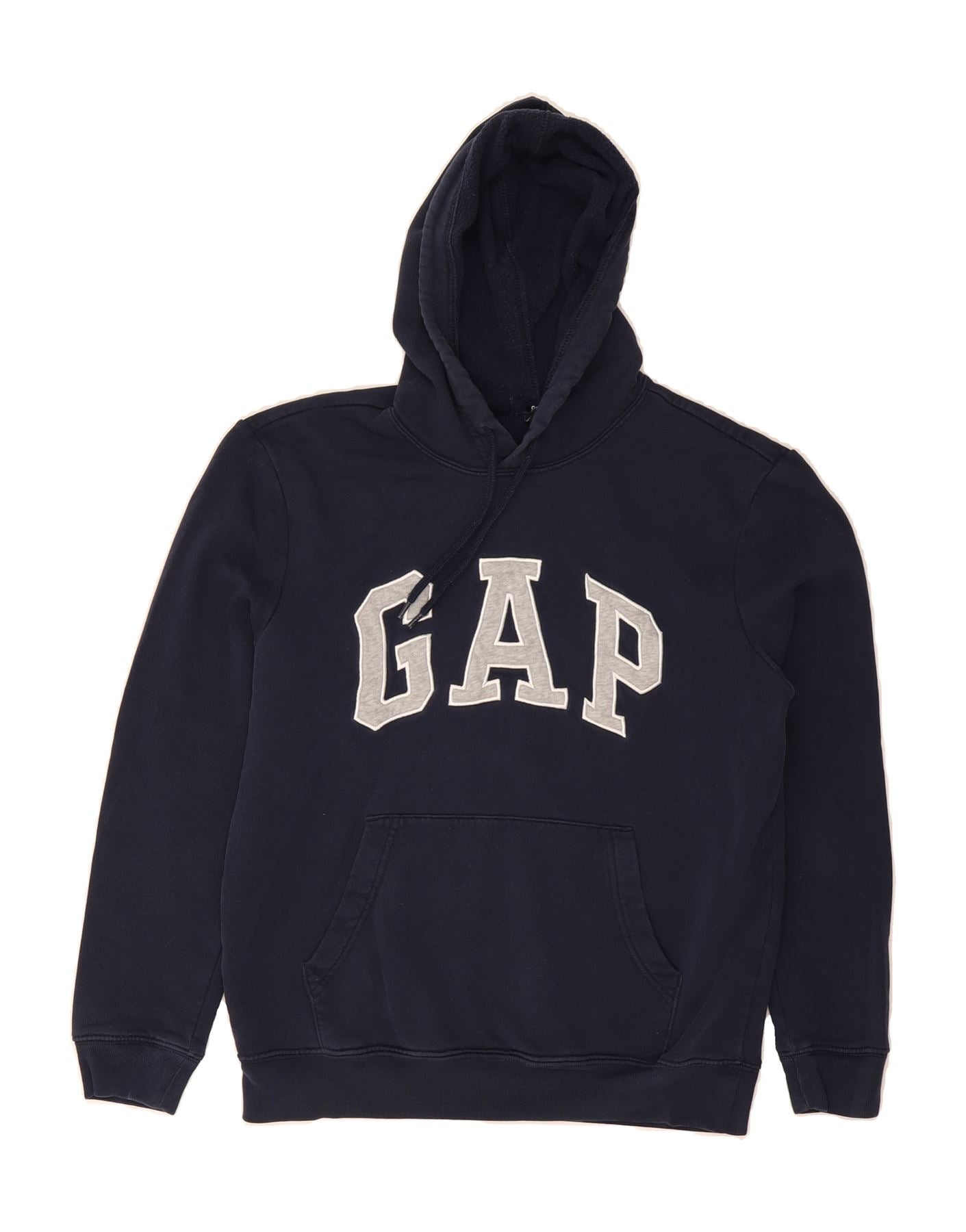 GAP Womens Graphic Oversized Hoodie Jumper UK 6 XS Navy Blue Cotton Vintage Gap and Second-Hand Gap from Messina Hembry