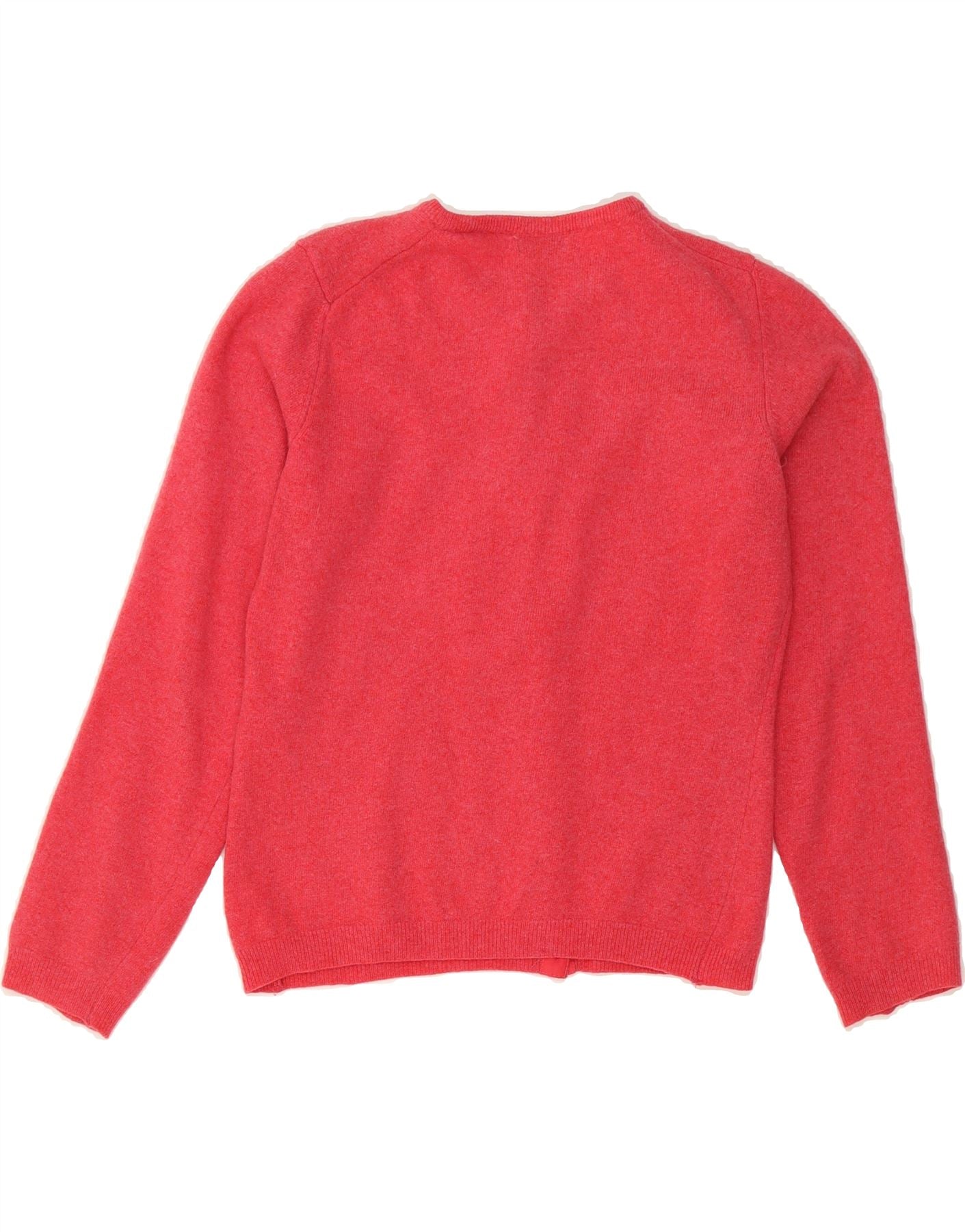 BENETTON Womens Cardigan Sweater UK 12 Medium Red Wool Vintage Benetton and Second-Hand Benetton from Messina Hembry