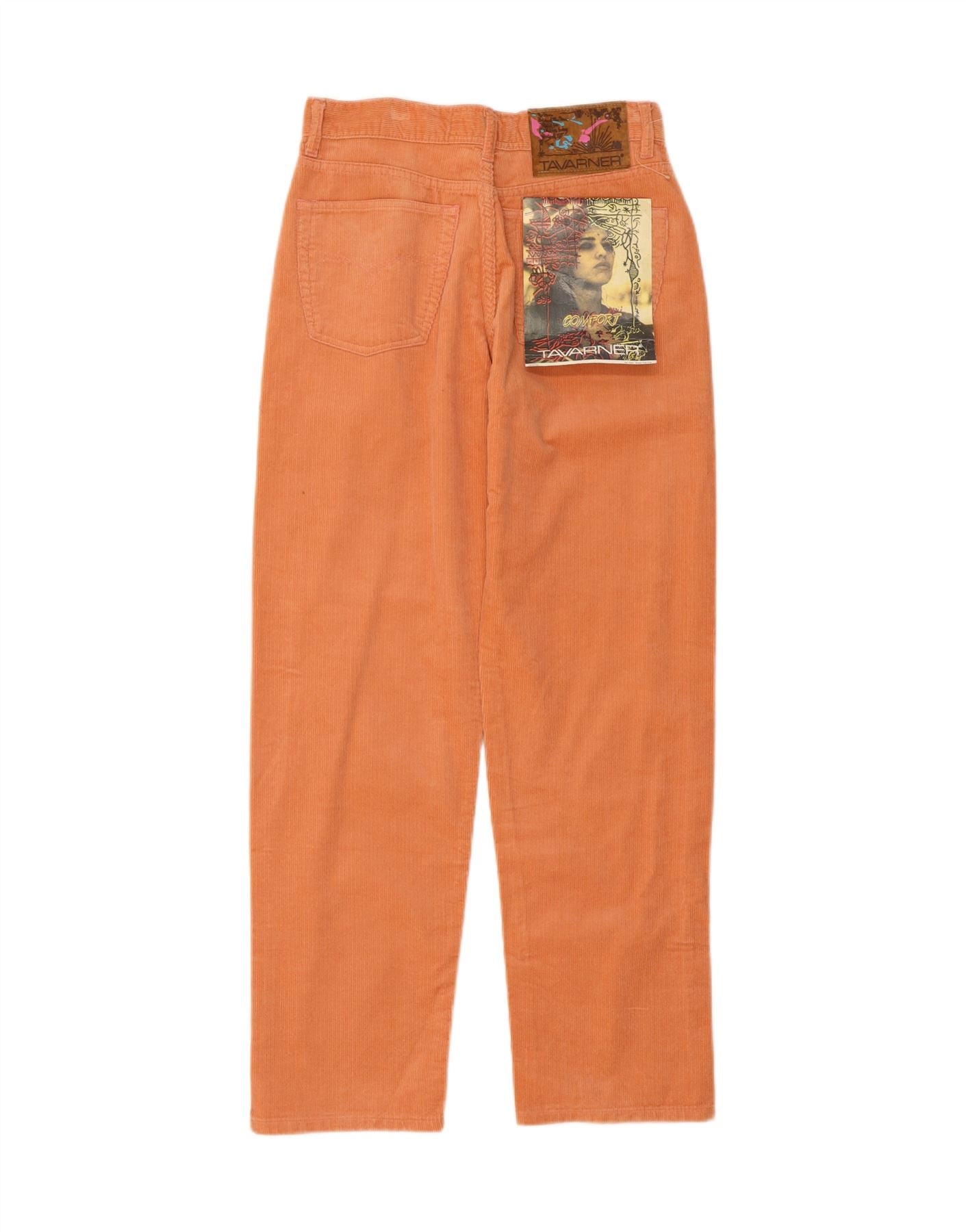 TAVARNER Womens High Waist Tapered Corduroy Trousers W32 L31 Orange Cotton Vintage Tavarner and Second-Hand Tavarner from Messina Hembry