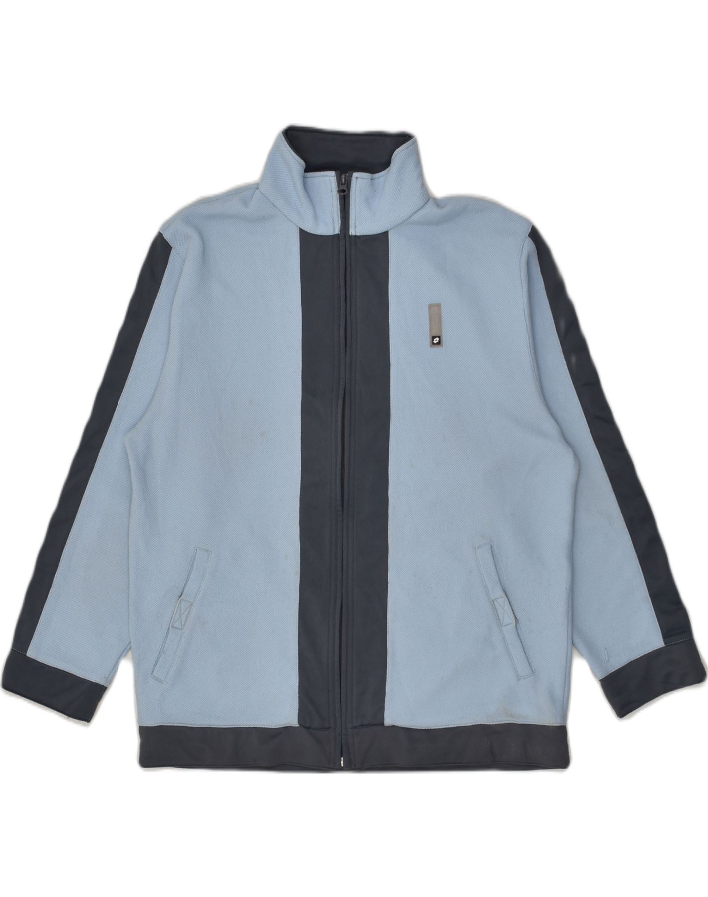 LOTTO Mens Tracksuit Top Jacket Large Blue Colourblock Polyester | Vintage Lotto | Thrift | Second-Hand Lotto | Used Clothing | Messina Hembry