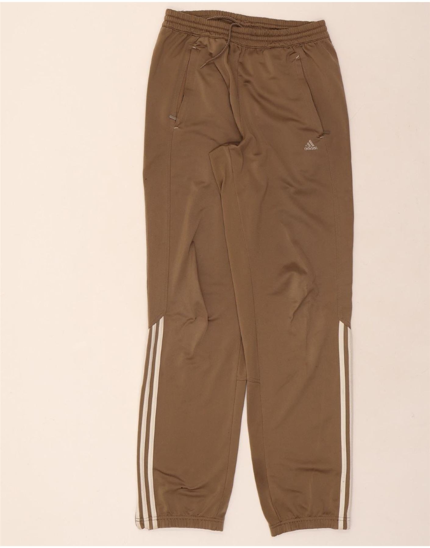 ADIDAS Boys Tracksuit Trousers Joggers 15-16 Years Brown Polyester Vintage Adidas and Second-Hand Adidas from Messina Hembry