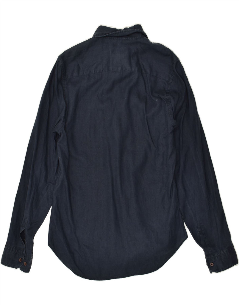 CALVIN KLEIN Mens Slim Fit Shirt XL Navy Blue Linen | Vintage Calvin Klein | Thrift | Second-Hand Calvin Klein | Used Clothing | Messina Hembry 