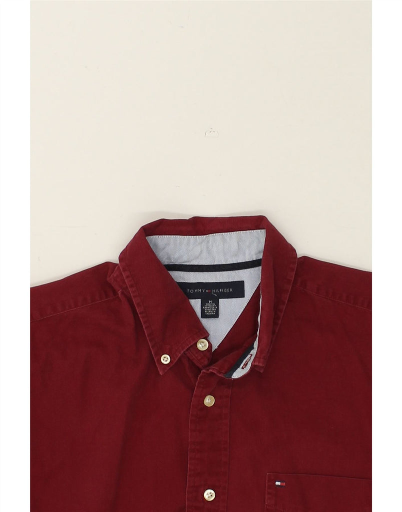 TOMMY HILFIGER Mens Shirt Medium Red Cotton | Vintage Tommy Hilfiger | Thrift | Second-Hand Tommy Hilfiger | Used Clothing | Messina Hembry 