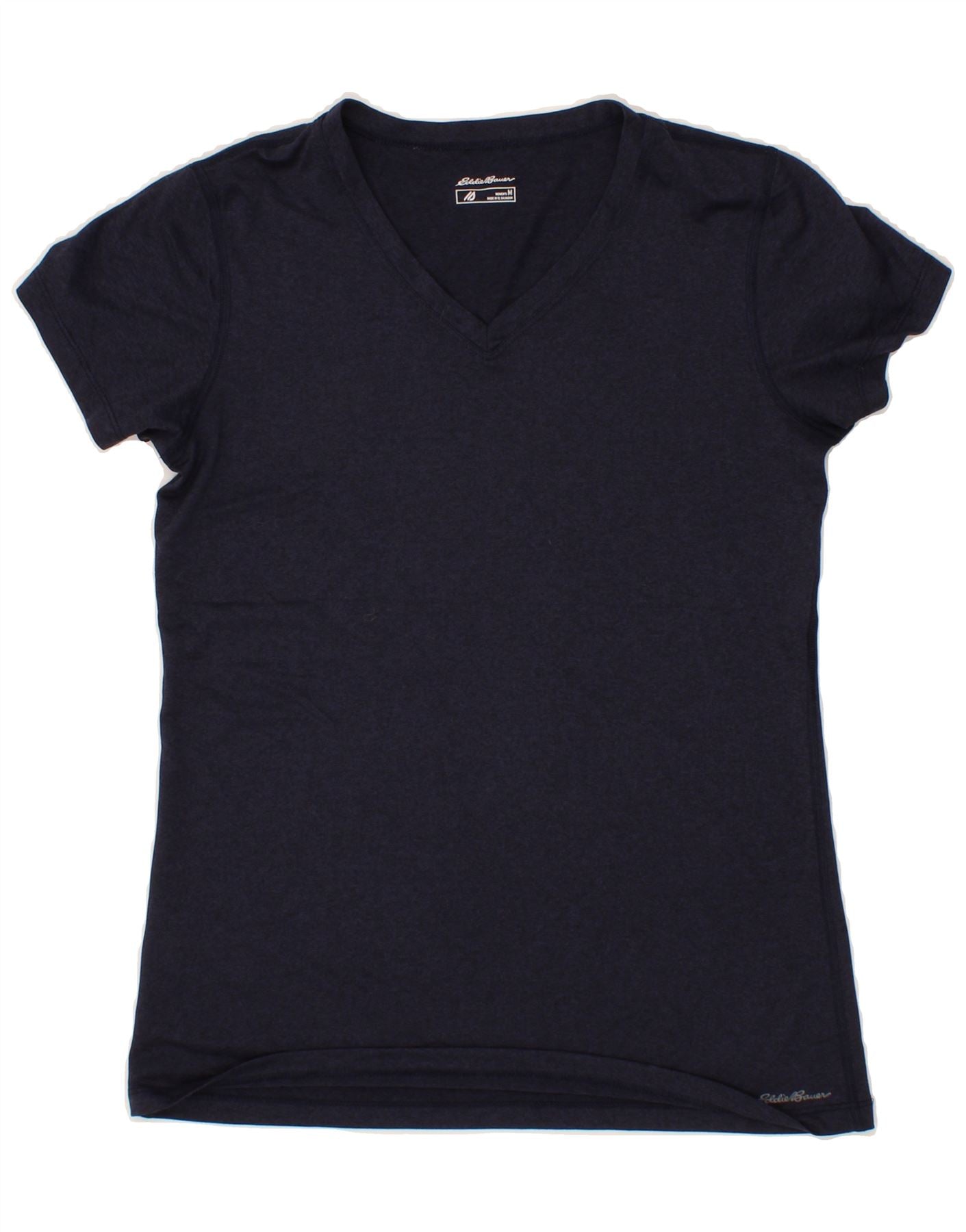 EDDIE BAUER Womens T-Shirt Top UK 12 Medium Navy Blue Polyester Vintage Eddie Bauer and Second-Hand Eddie Bauer from Messina Hembry