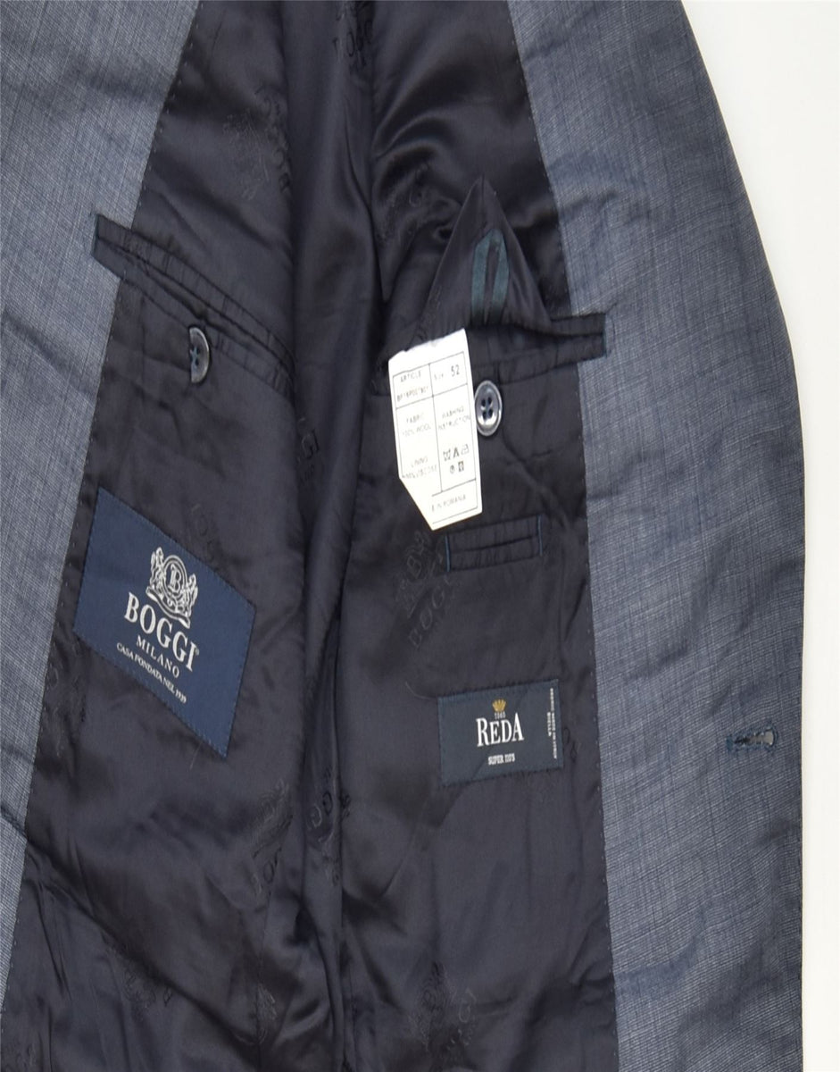 BOGGI MILANO Mens 2 Button Blazer Jacket IT 52 XL Grey Wool