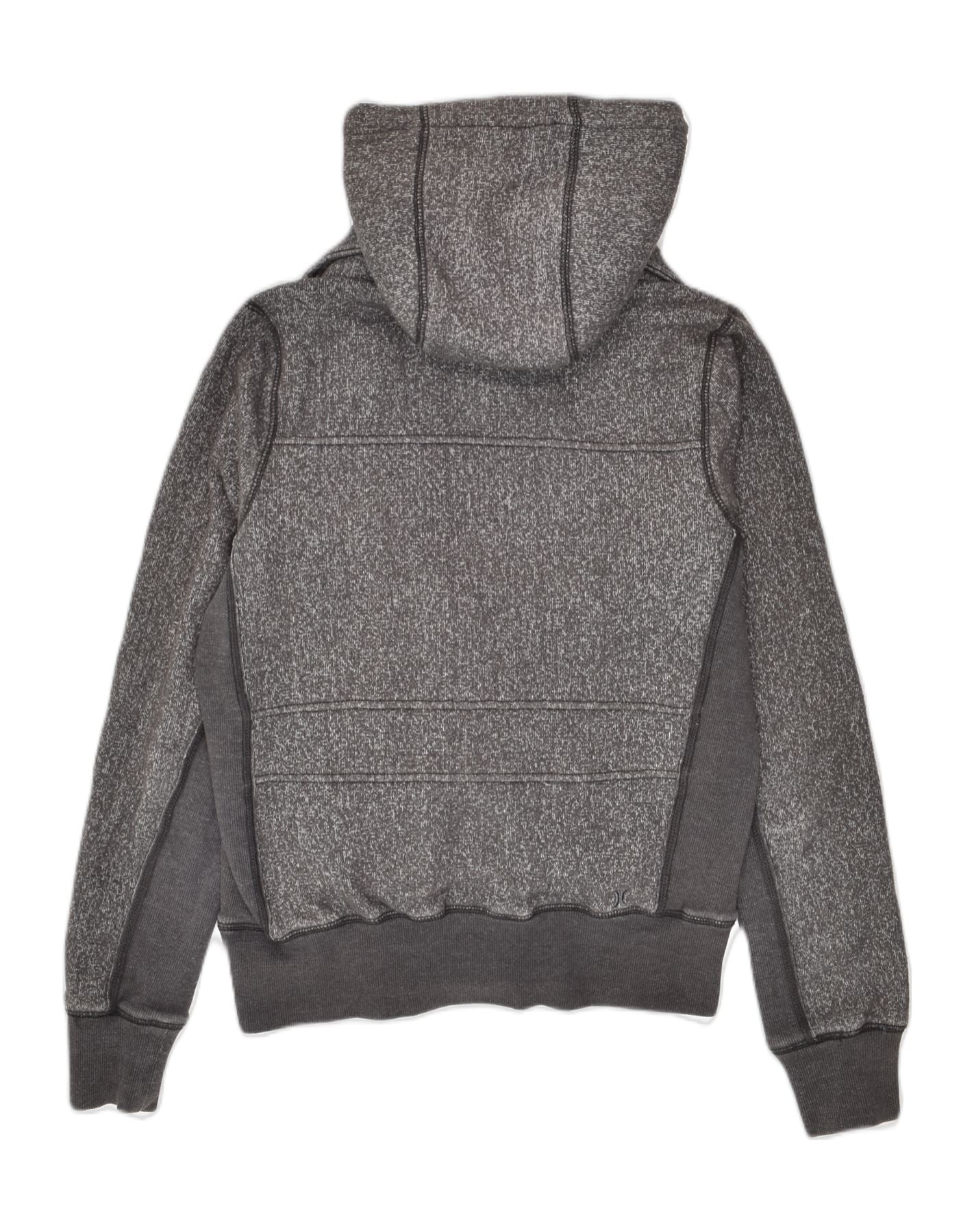 HURLEY Womens Zip Hoodie Sweater UK 4 XS Grey Colourblock Cotton | Vintage Hurley | Thrift | Second-Hand Hurley | Used Clothing | Messina Hembry