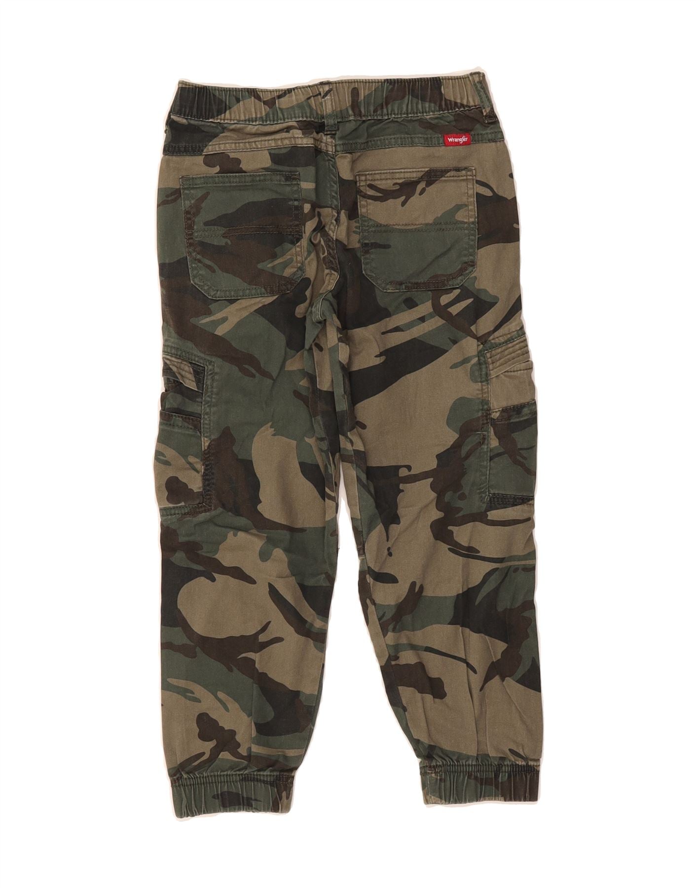 WRANGLER Boys Joggers Cargo Trousers 7-8 Years W26 L20 Khaki Camouflage Vintage Wrangler and Second-Hand Wrangler from Messina Hembry