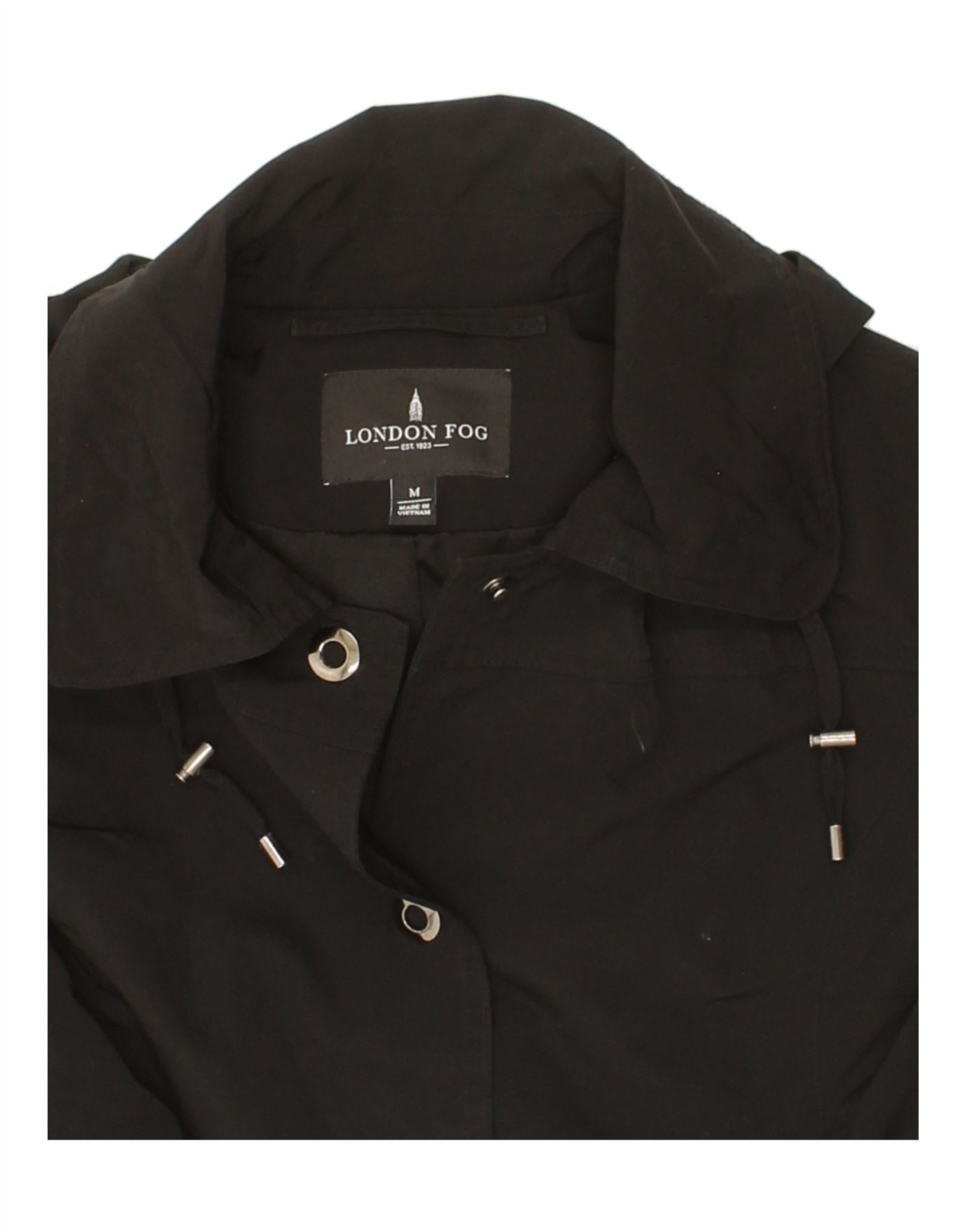 LONDON FOG Womens Hooded Overcoat UK 14 Medium Black Vintage London Fog and Second-Hand London Fog from Messina Hembry