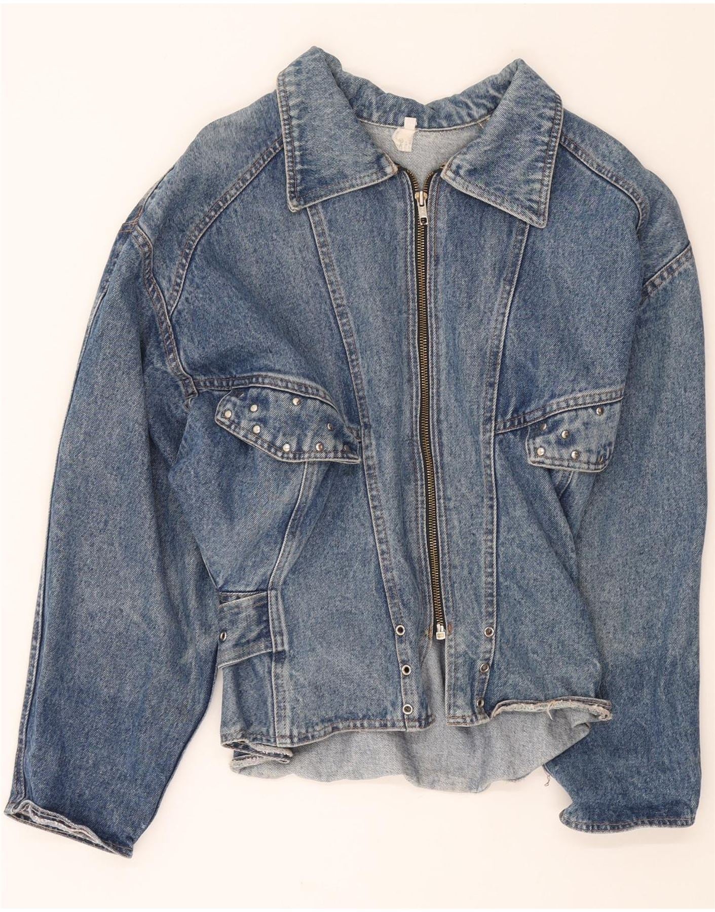 VINTAGE Womens Denim Jacket UK 14 Medium Blue Vintage Vintage and Second-Hand Vintage from Messina Hembry