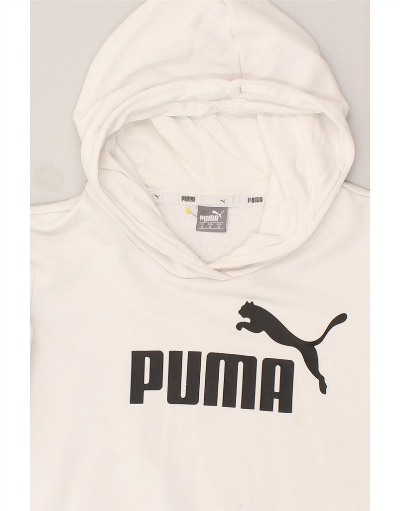 PUMA Womens Graphic Hoodie Jumper UK 14 Medium White | Vintage Puma | Thrift | Second-Hand Puma | Used Clothing | Messina Hembry 