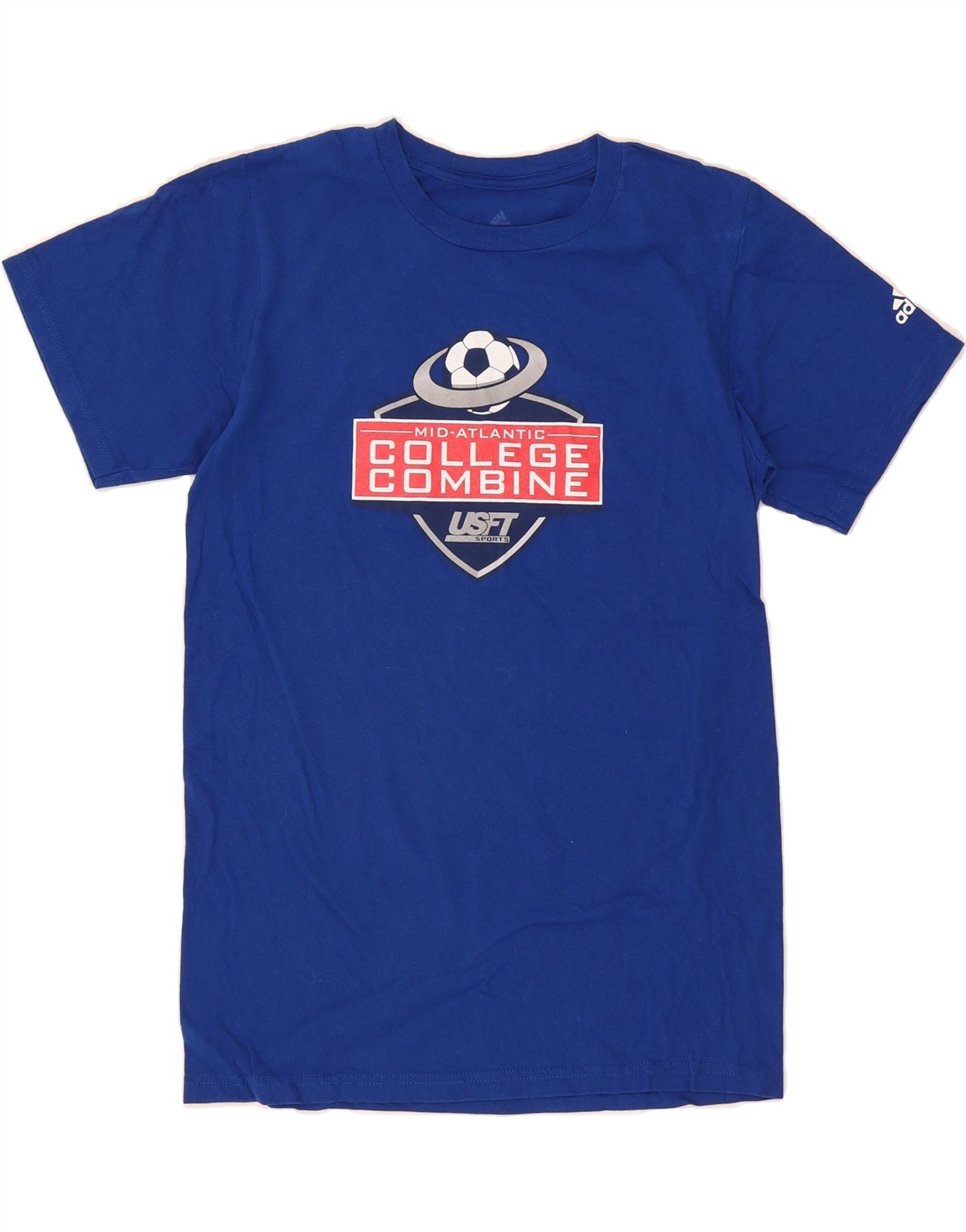 ADIDAS Mens Graphic T-Shirt Top Small Blue Cotton Vintage Adidas and Second-Hand Adidas from Messina Hembry