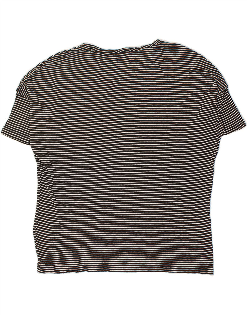 DACK'S Womens T-Shirt Top UK 10 Small Black Striped Linen | Vintage Dack's | Thrift | Second-Hand Dack's | Used Clothing | Messina Hembry 