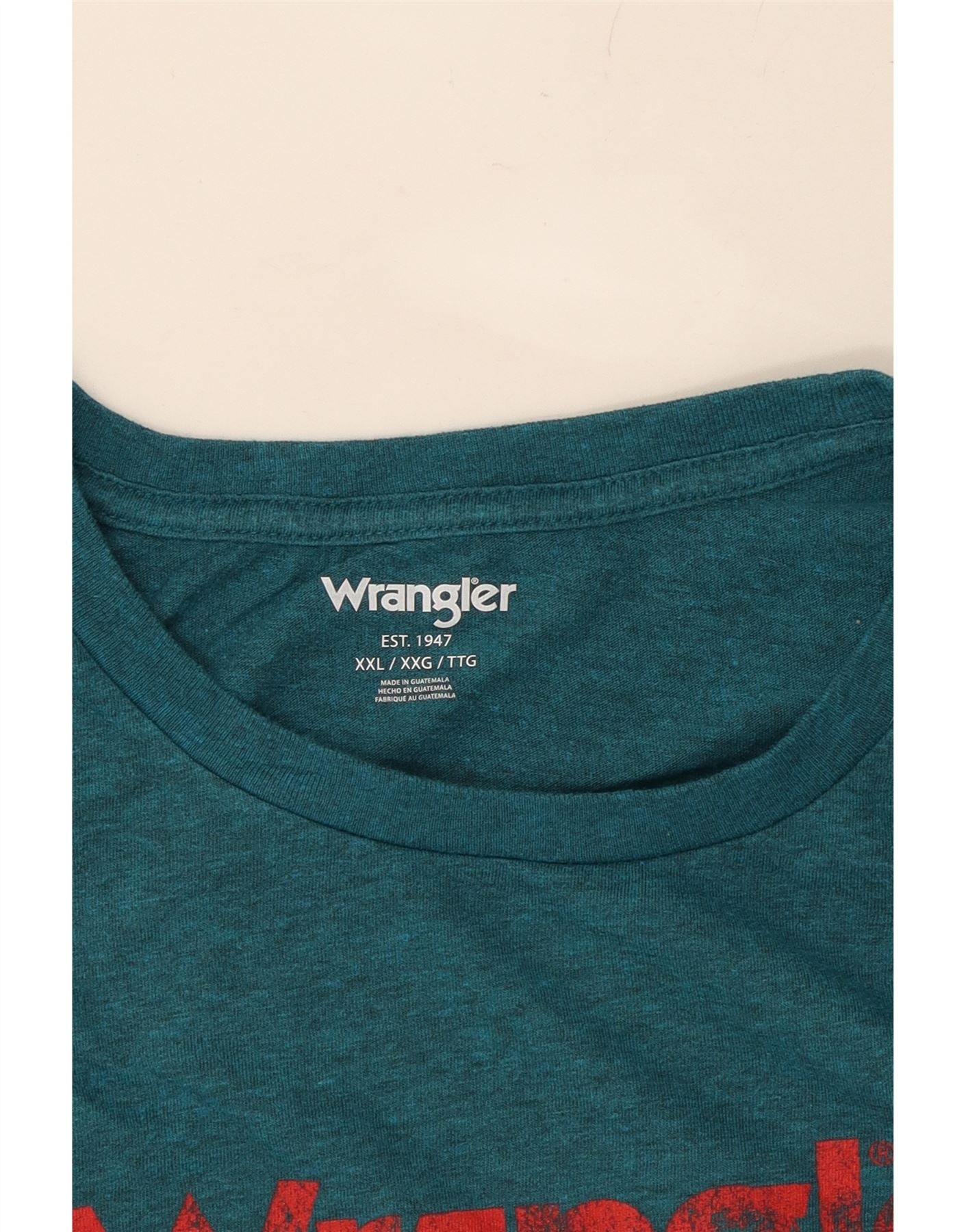 WRANGLER Mens Graphic T-Shirt Top 2XL Blue Cotton Vintage Wrangler and Second-Hand Wrangler from Messina Hembry
