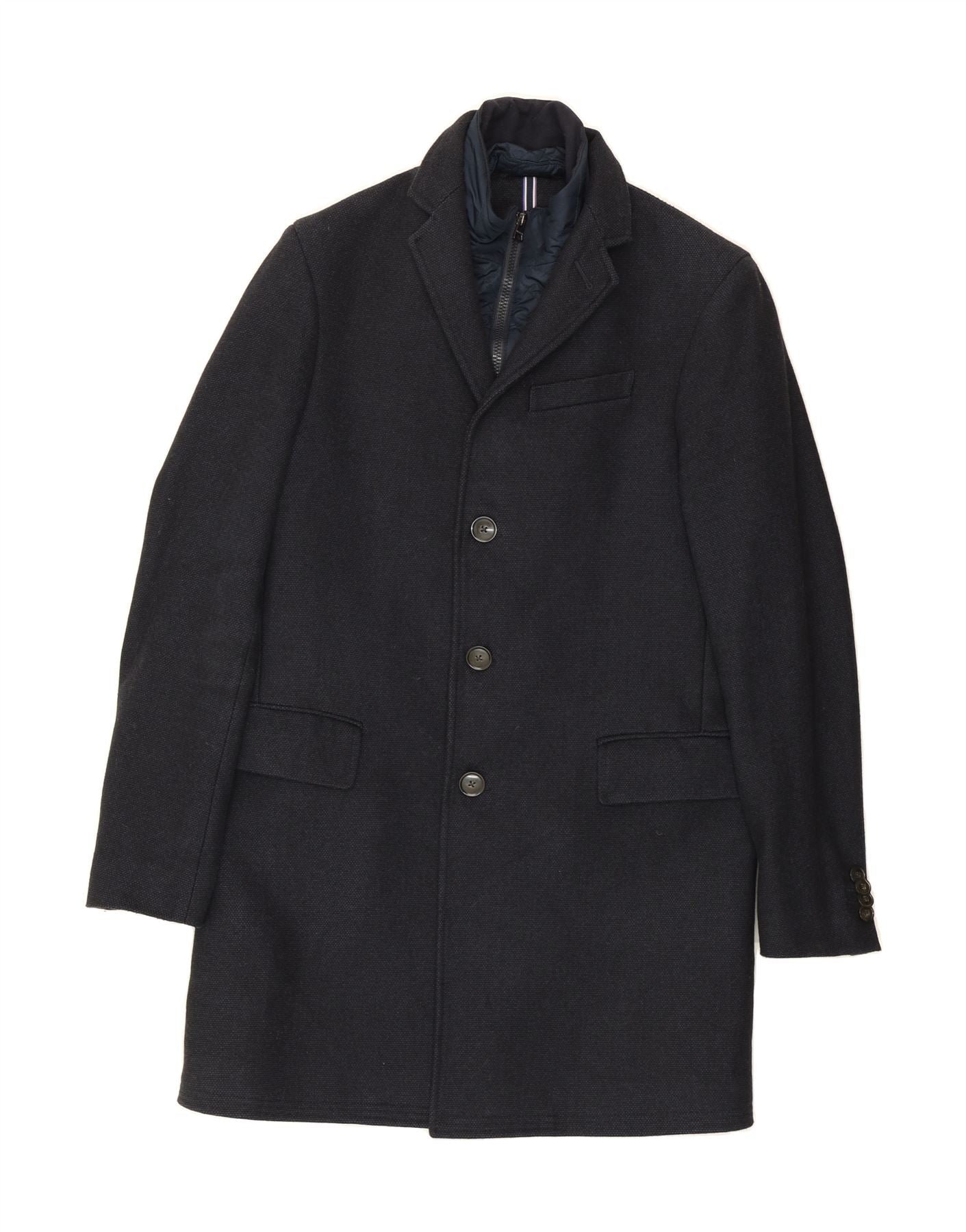 TOMMY HILFIGER Mens Overcoat UK 36 Small Navy Blue Cotton Vintage Tommy Hilfiger and Second-Hand Tommy Hilfiger from Messina Hembry