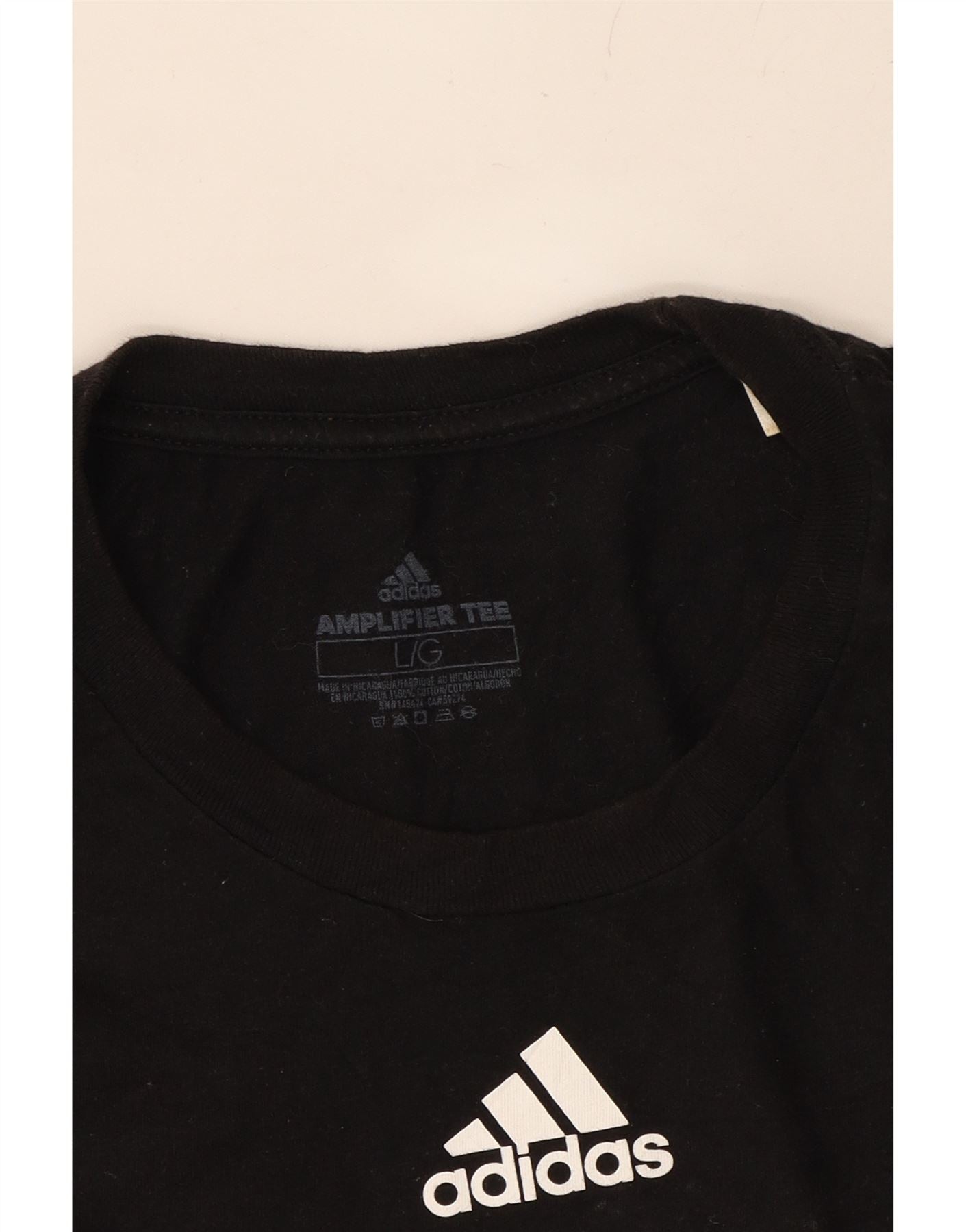 ADIDAS Mens Carter Graphic T-Shirt Top Large Black Cotton Vintage Adidas and Second-Hand Adidas from Messina Hembry