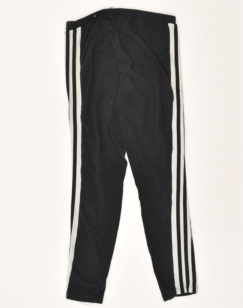 ADIDAS Womens Leggings UK 14 Medium Black Cotton