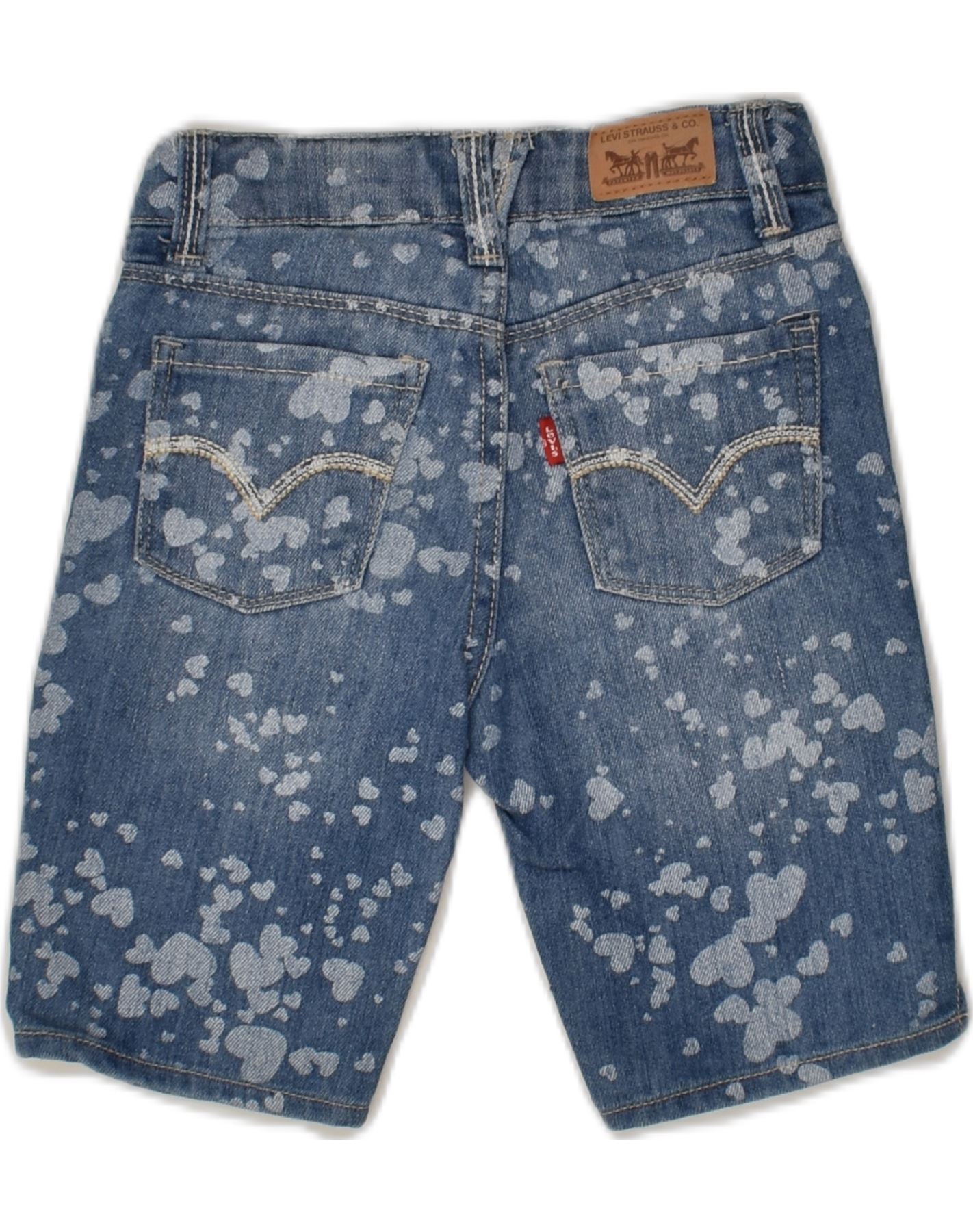 LEVI'S Girls Denim Shorts 7-8 Years W22  Blue Flecked Ramie | Vintage Levi's | Thrift | Second-Hand Levi's | Used Clothing | Messina Hembry