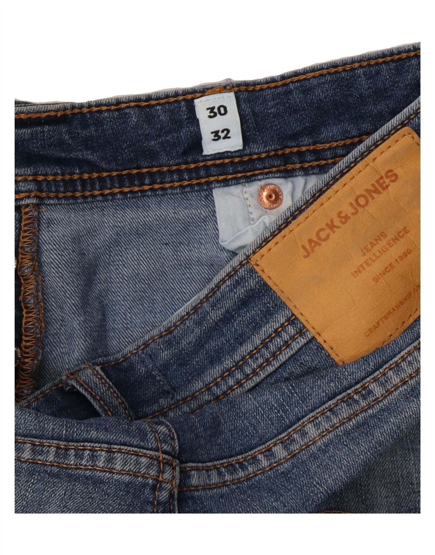 JACK & JONES Mens Skinny Jeans W30 L32 Blue Cotton Vintage Jack & Jones and Second-Hand Jack & Jones from Messina Hembry