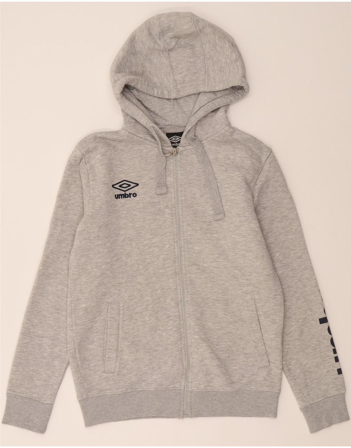 UMBRO Mens Graphic Zip Hoodie Sweater XS Grey Cotton Vintage Umbro and Second-Hand Umbro from Messina Hembry