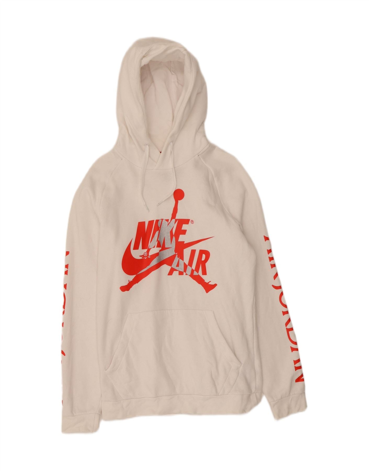 JORDAN Mens Graphic Hoodie Jumper Small White Vintage Jordan and Second-Hand Jordan from Messina Hembry