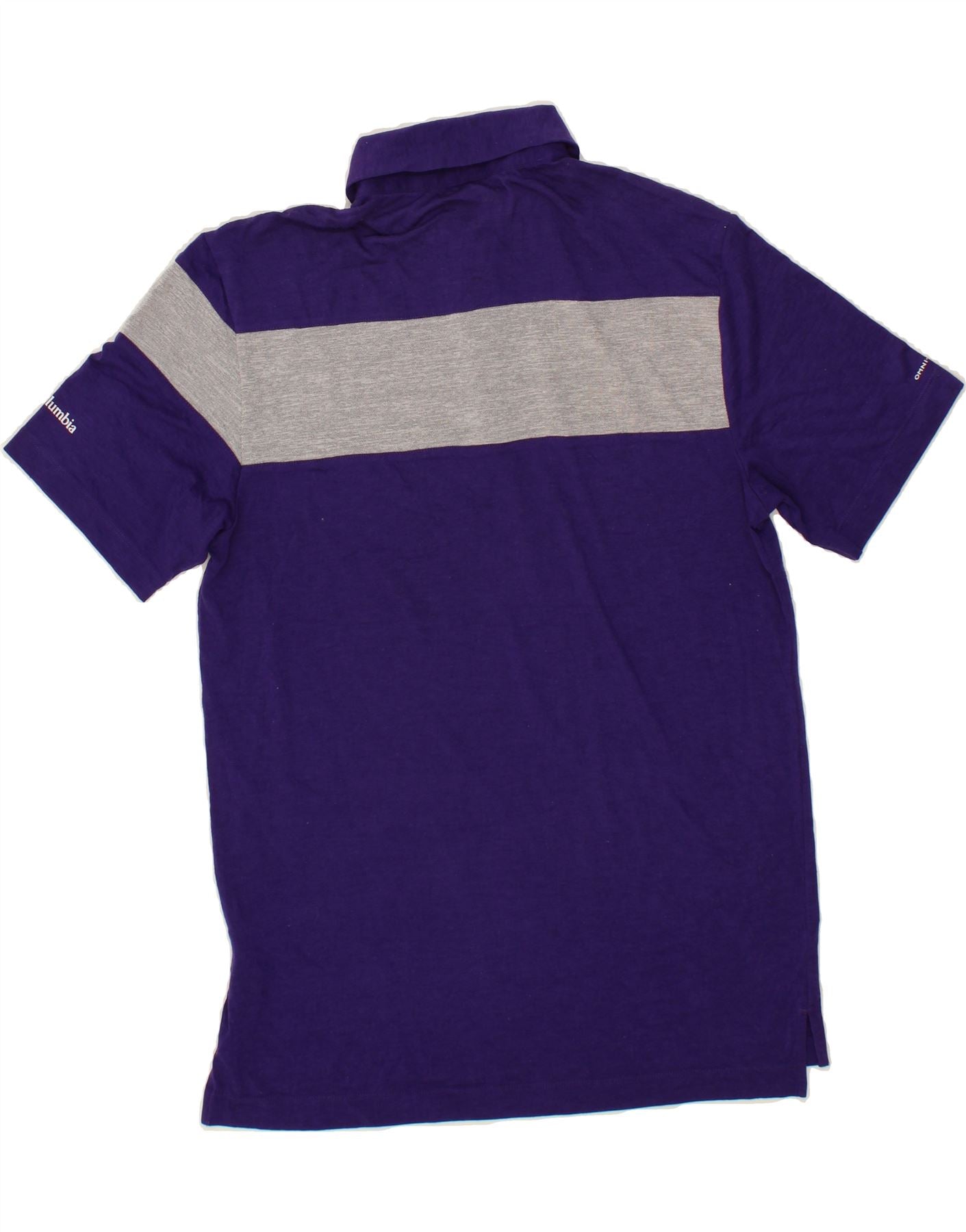 COLUMBIA Mens Polo Shirt Medium Purple Colourblock Polyester Vintage Columbia and Second-Hand Columbia from Messina Hembry