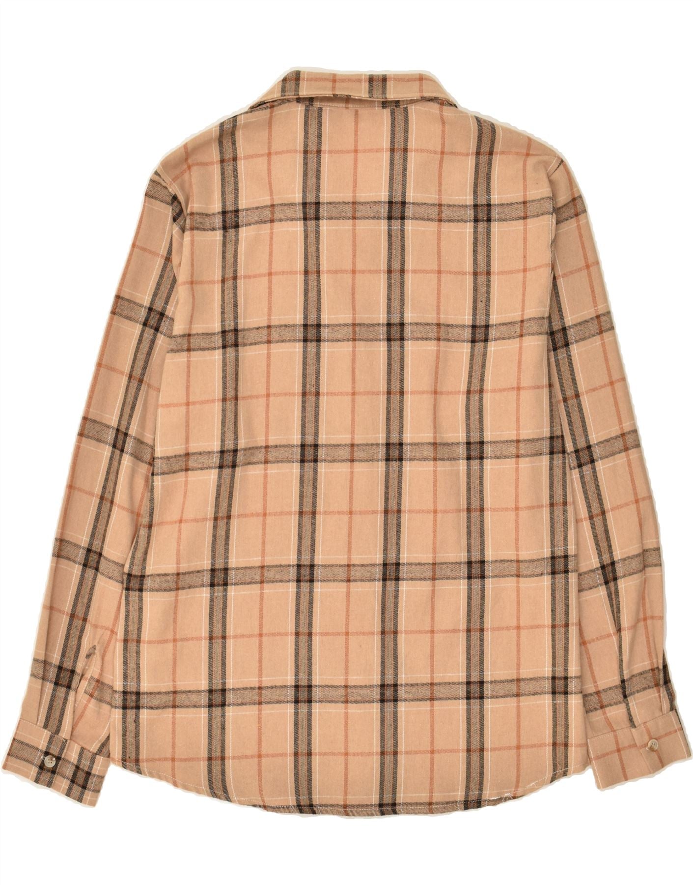 SHEIN Mens Flannel Shirt Large Beige Plaid Cotton | Vintage Shein | Thrift | Second-Hand Shein | Used Clothing | Messina Hembry