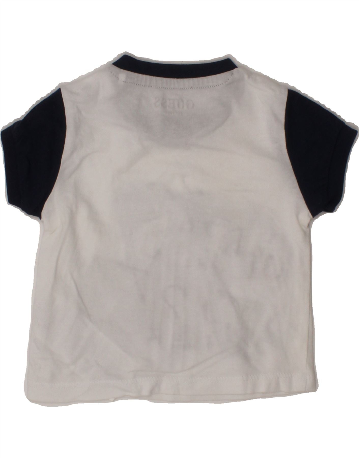 GUESS Baby Boys Graphic T-Shirt Top 0-3 Months White Colourblock Cotton Vintage Guess and Second-Hand Guess from Messina Hembry