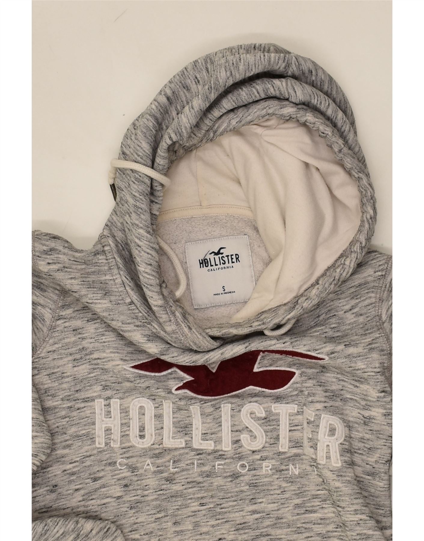 HOLLISTER Mens Graphic Hoodie Jumper Small Grey Pinstripe Cotton | Vintage Hollister | Thrift | Second-Hand Hollister | Used Clothing | Messina Hembry