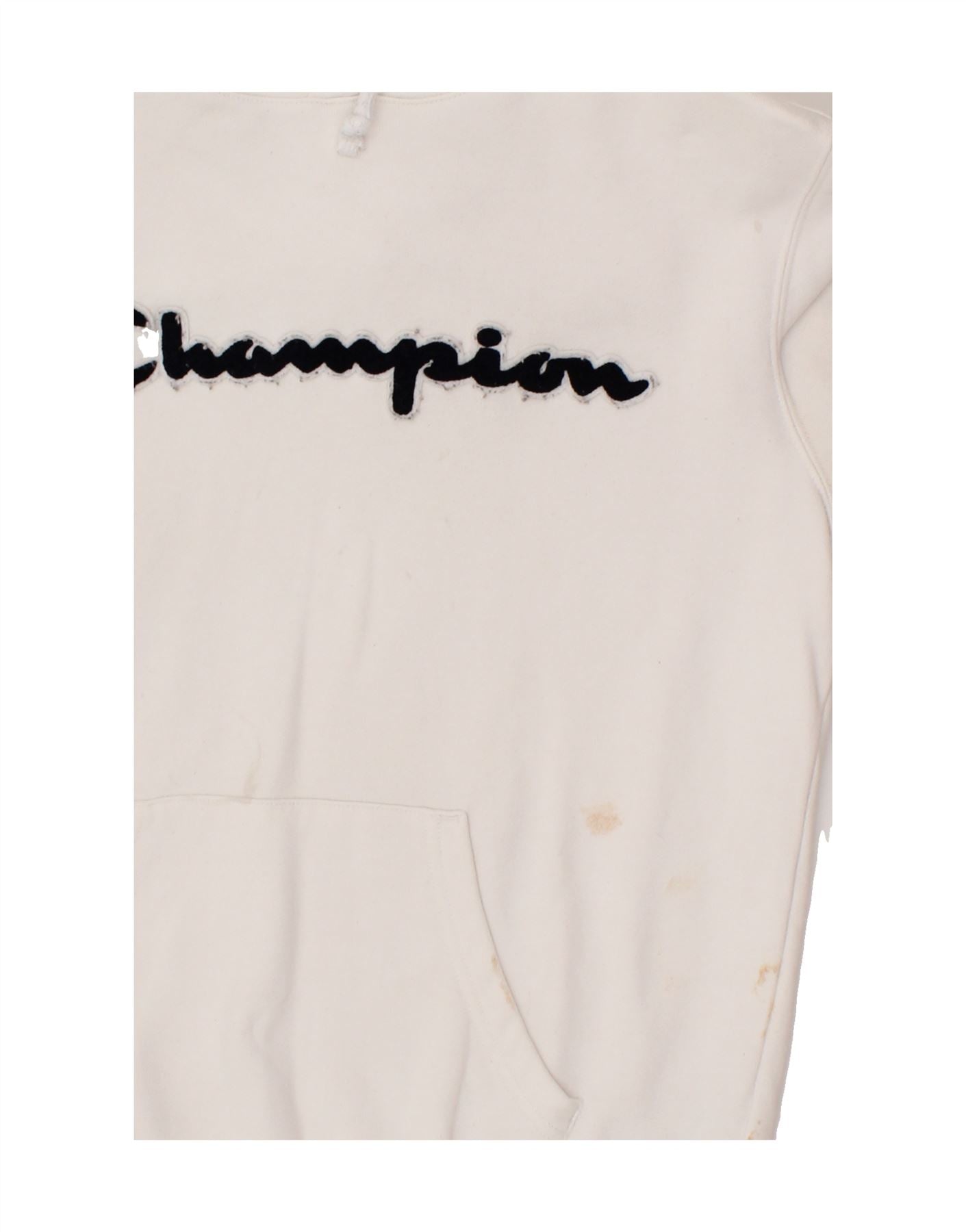 CHAMPION Womens Graphic Hoodie Jumper UK 10 Small White Cotton Vintage Champion and Second-Hand Champion from Messina Hembry