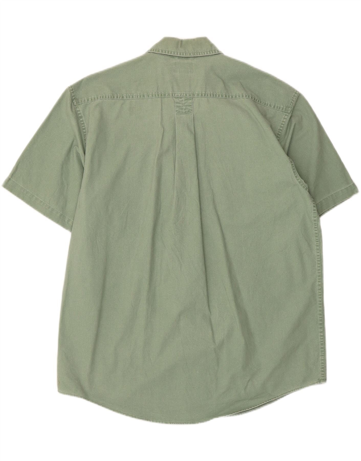L.L.BEAN Mens Short Sleeve Shirt Medium Green Cotton Vintage L.L.Bean and Second-Hand L.L.Bean from Messina Hembry