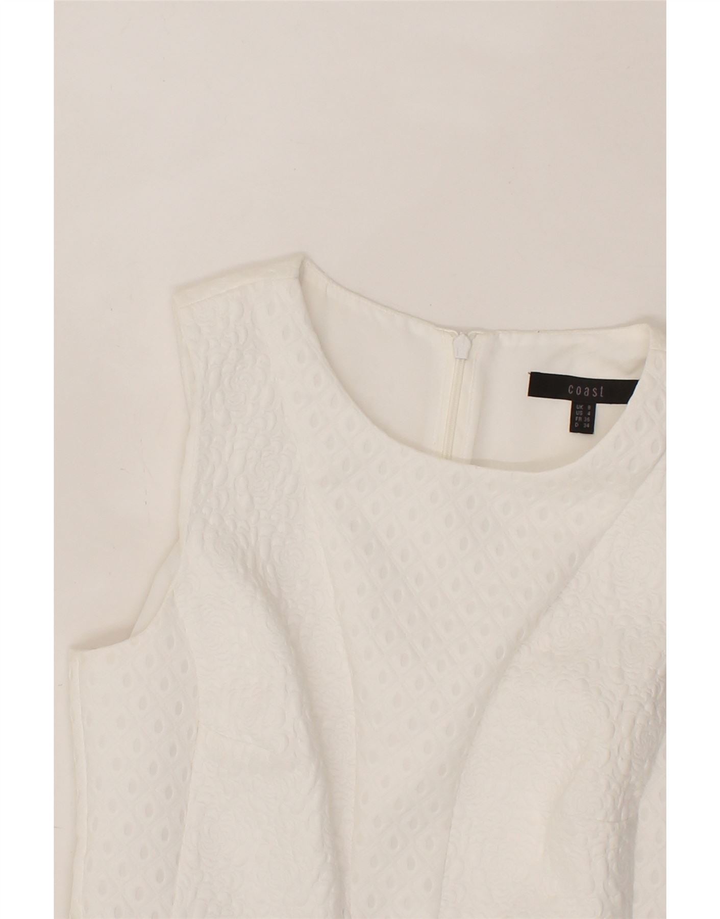 COAST Womens Sheath Dress UK 8 Small White Polyester Vintage Coast and Second-Hand Coast from Messina Hembry