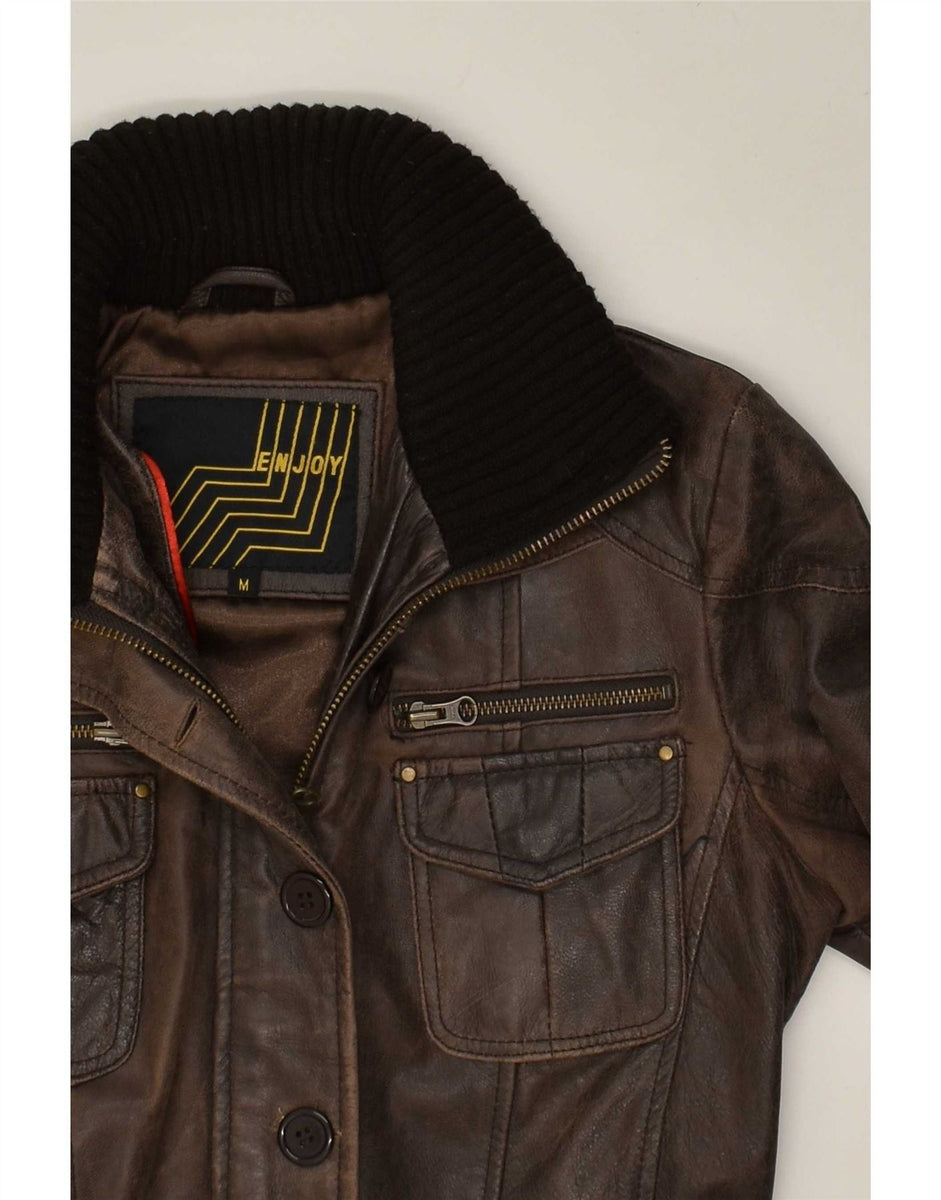 Womens SMOG deals Brown Leather Jacket Size Medium