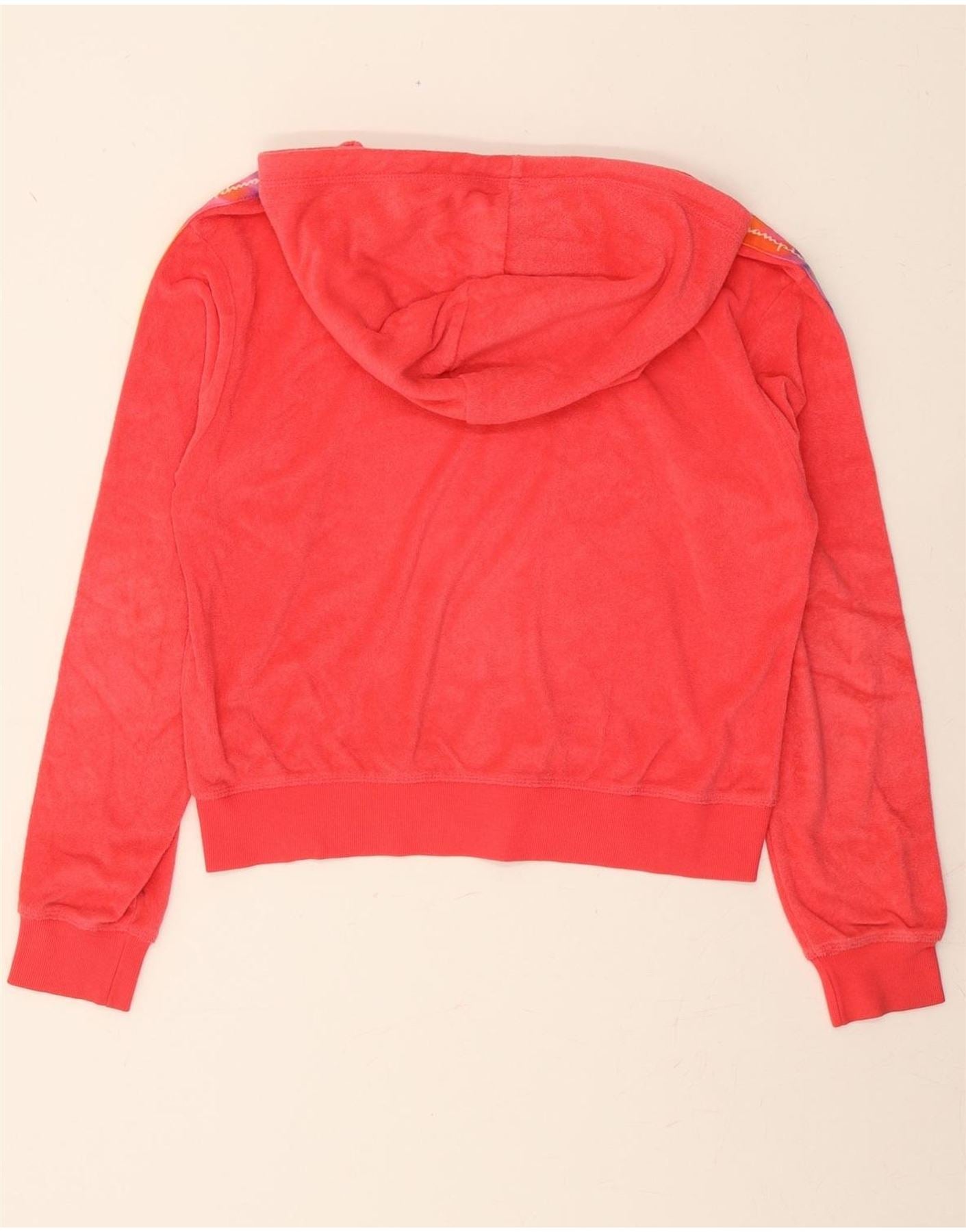 CHAMPION Womens Graphic Hoodie Jumper UK 14 Medium Pink Cotton Vintage Champion and Second-Hand Champion from Messina Hembry