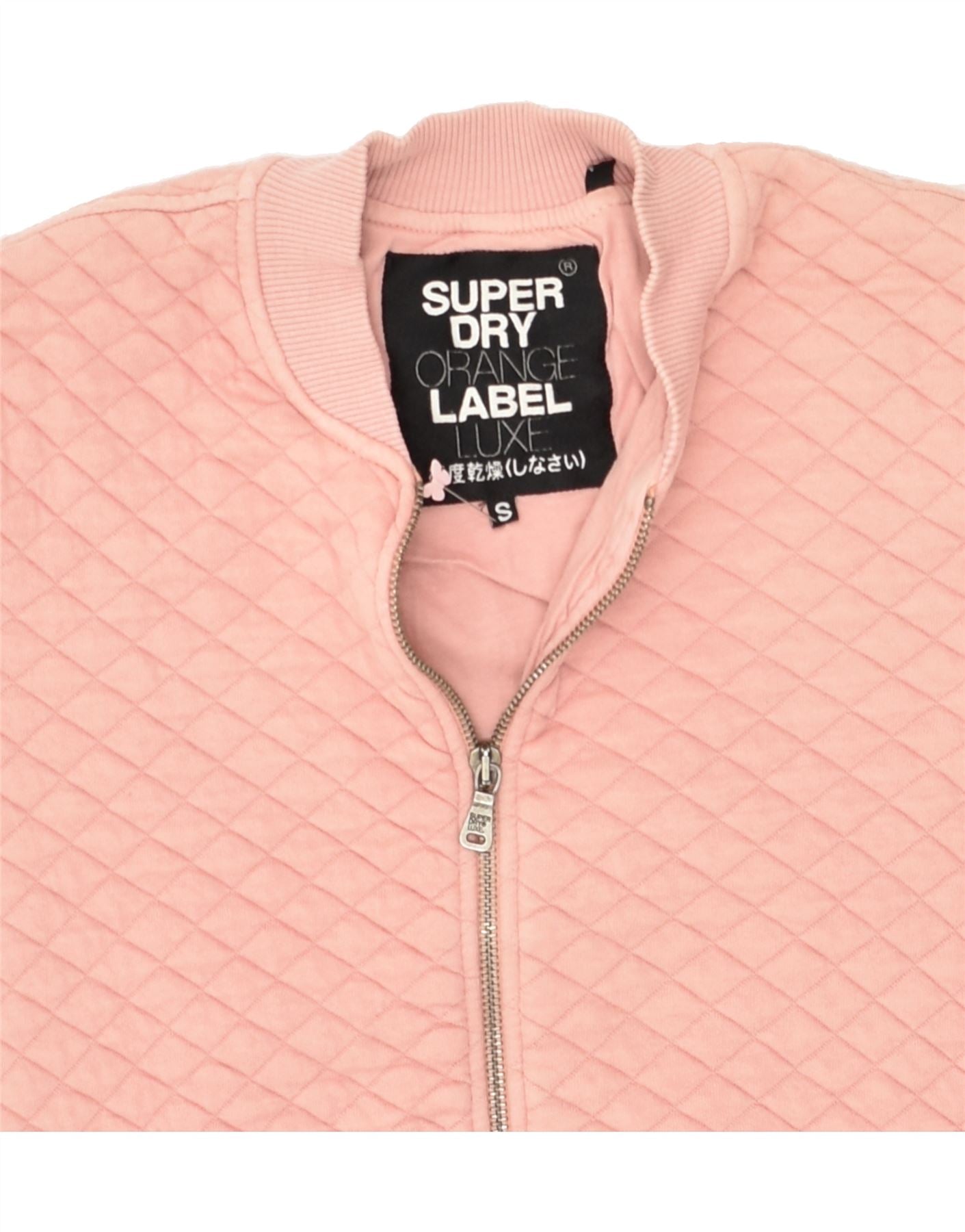 SUPERDRY Womens Quilted Tracksuit Top Jacket UK 10 Small Pink Cotton | Vintage Superdry | Thrift | Second-Hand Superdry | Used Clothing | Messina Hembry