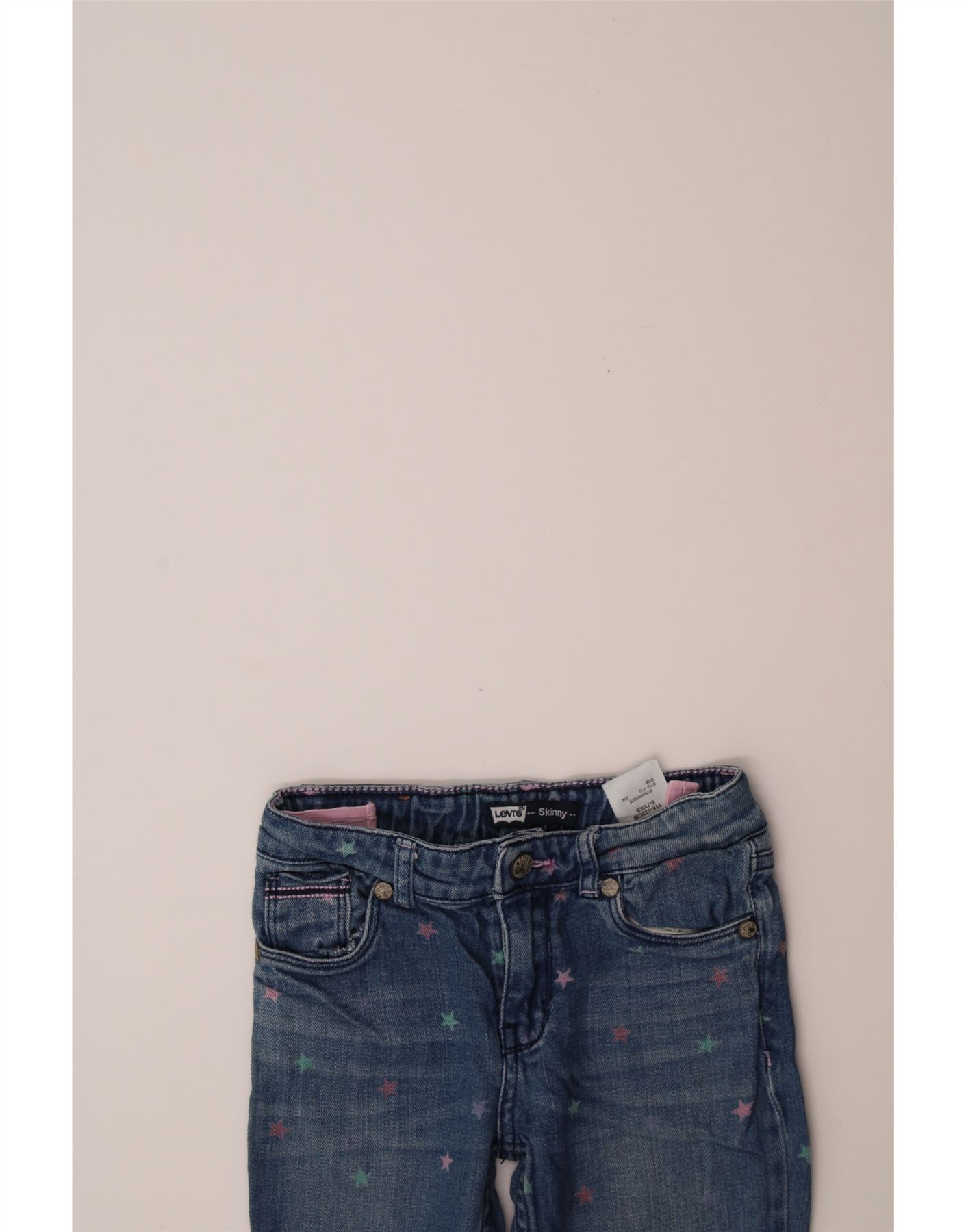 LEVI'S Girls Skinny Jeans 6-7 Years W20 L20 Blue Spotted Cotton Vintage Levi's and Second-Hand Levi's from Messina Hembry
